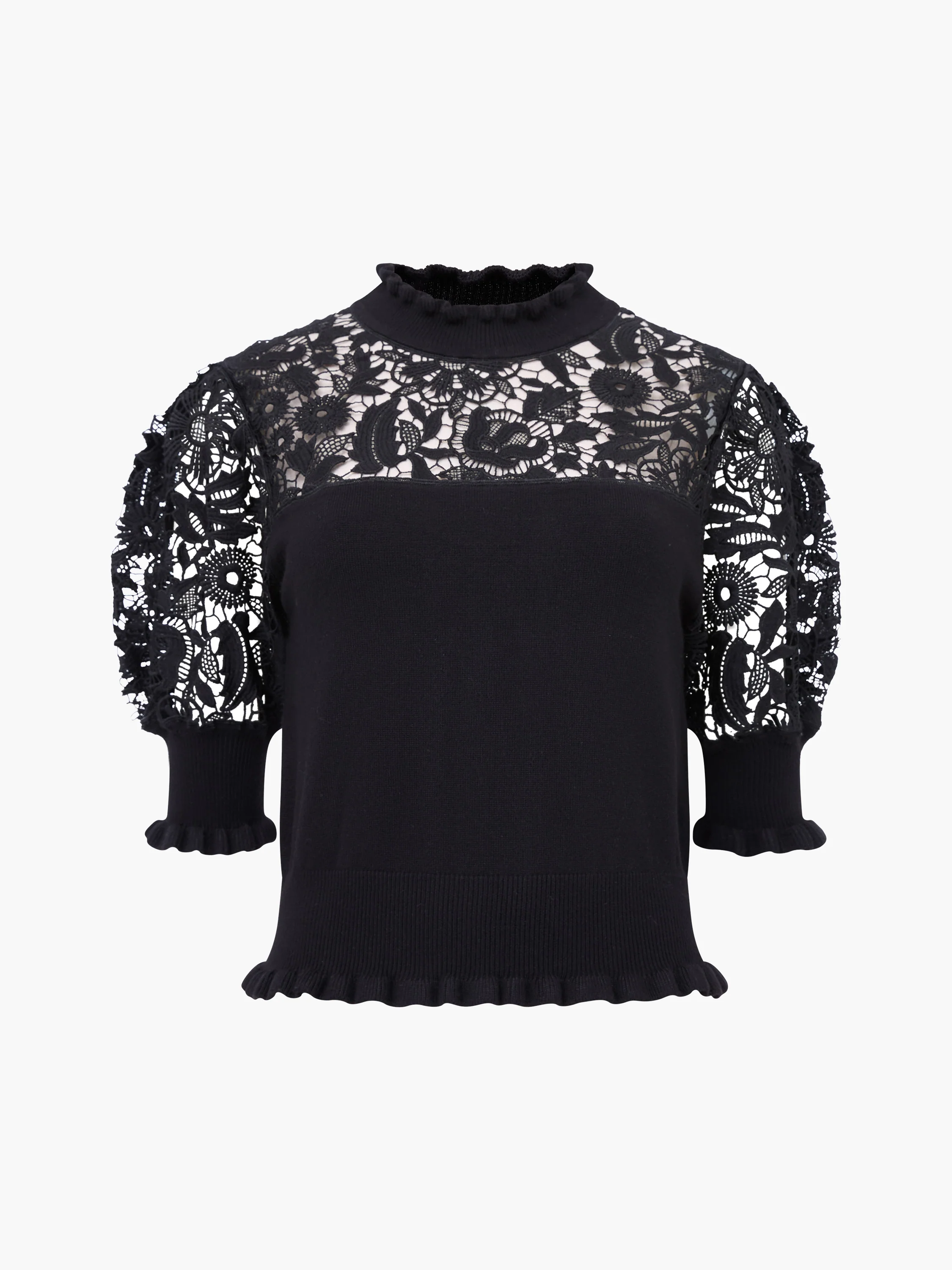 Crochet Lace Mix Knit Top - Image 6