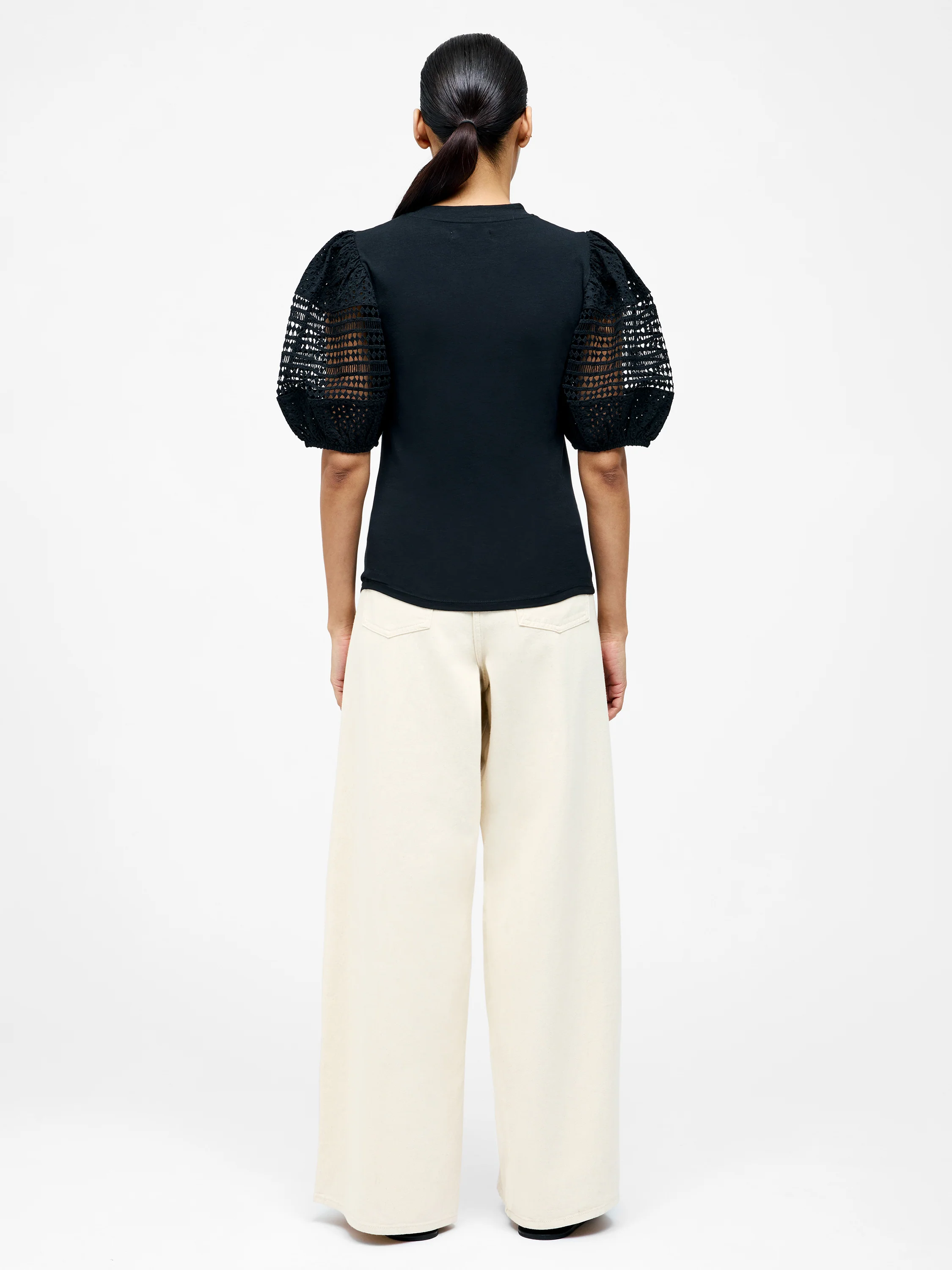 Crochet Lace Puff Sleeve Top - Image 5