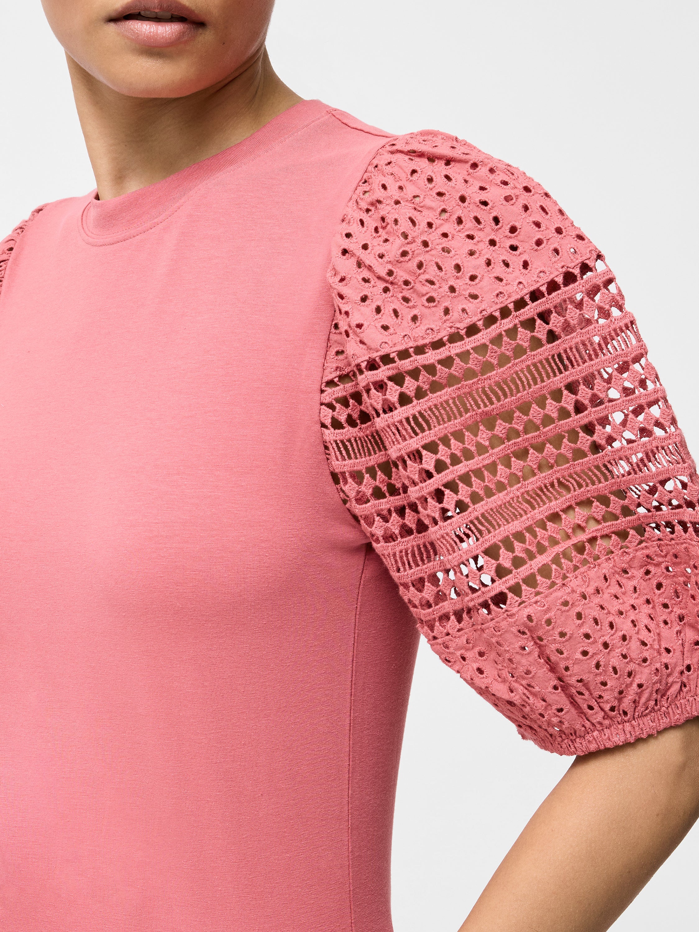 Crochet Lace Puff Sleeve Top - Image 4