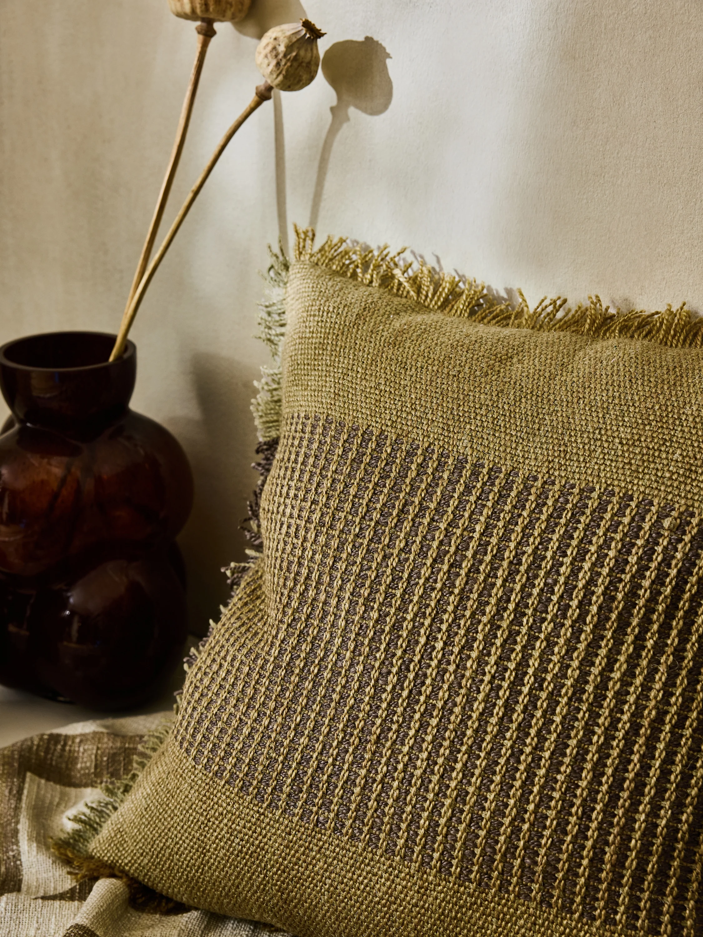 Textured Fringe Recycled Cushion - Image 2