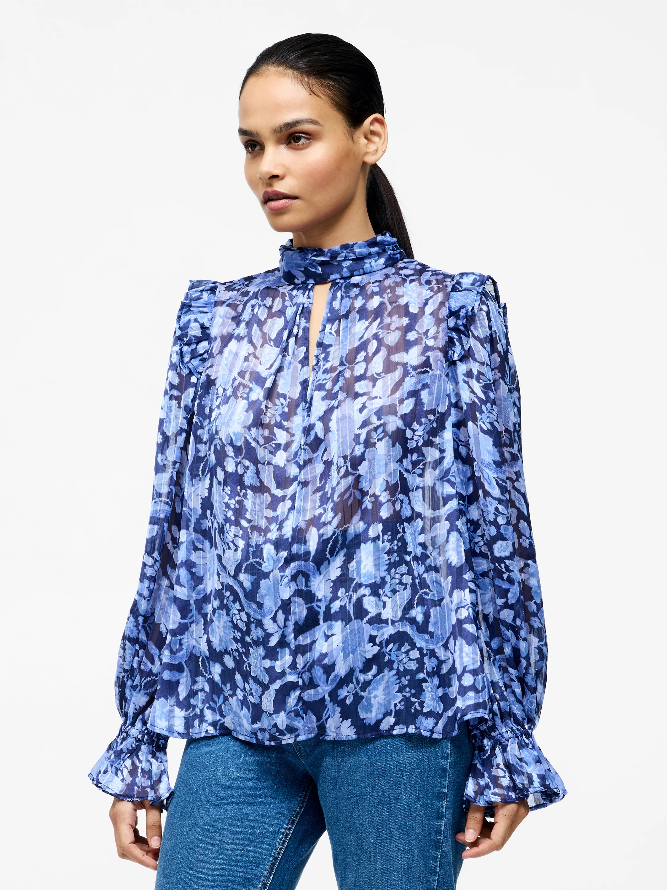 Cynthia Frill Long Sleeve Top