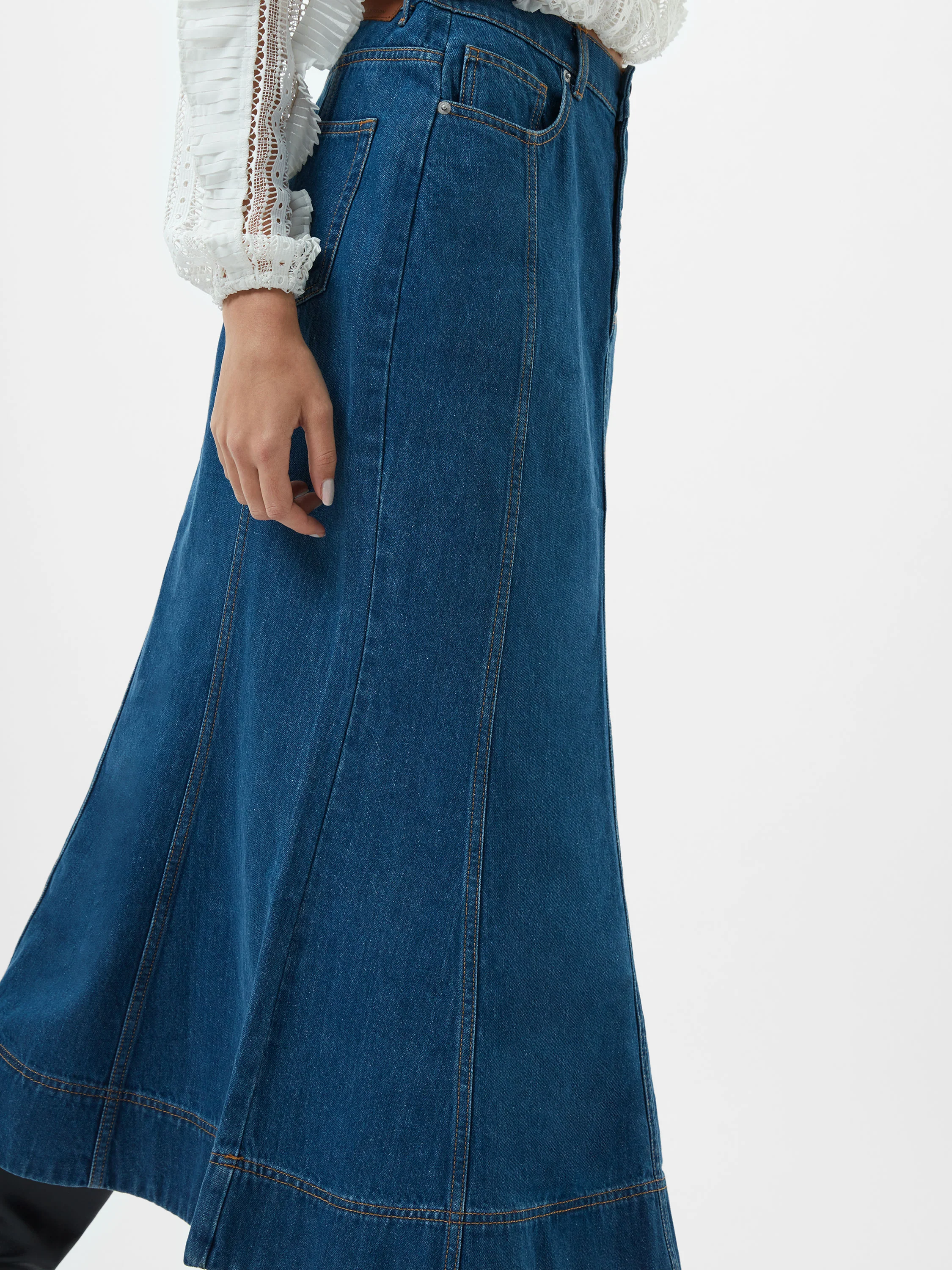 Denver Denim Flare Midi Skirt - Image 2