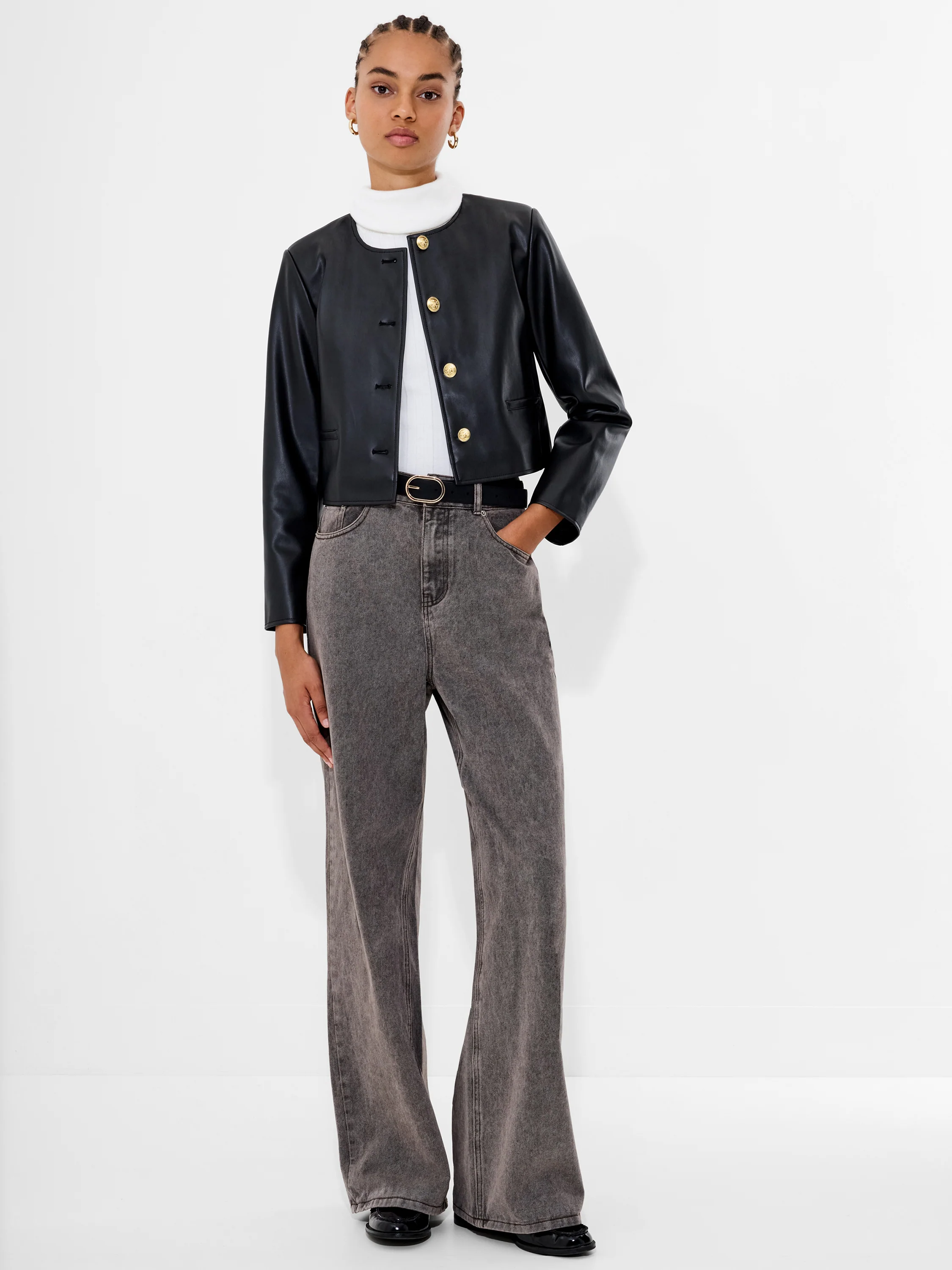 Dessa Faux Leather Cropped Jacket - Image 3