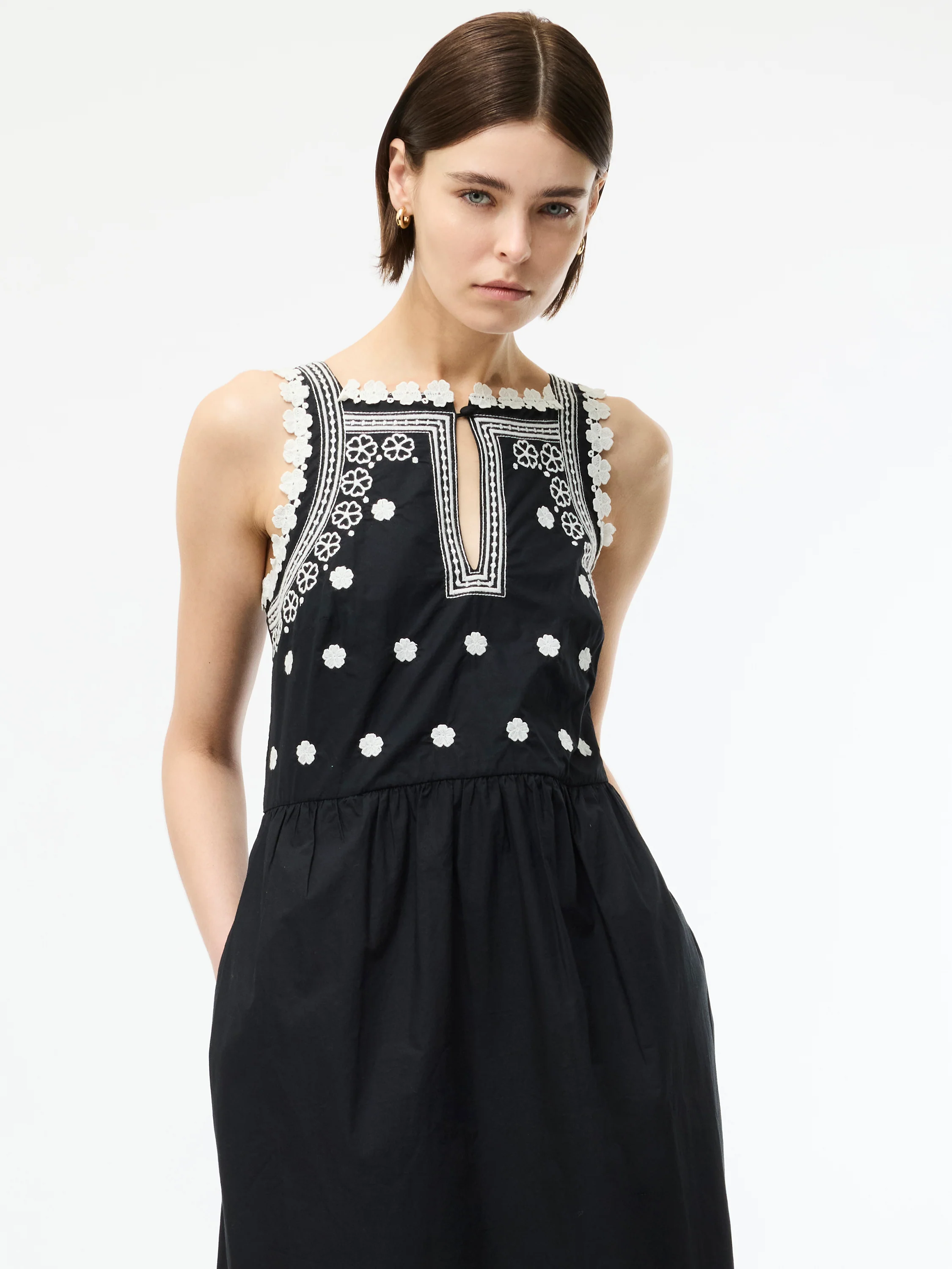 Devin Poplin Embroidered Midi Dress - Image 2