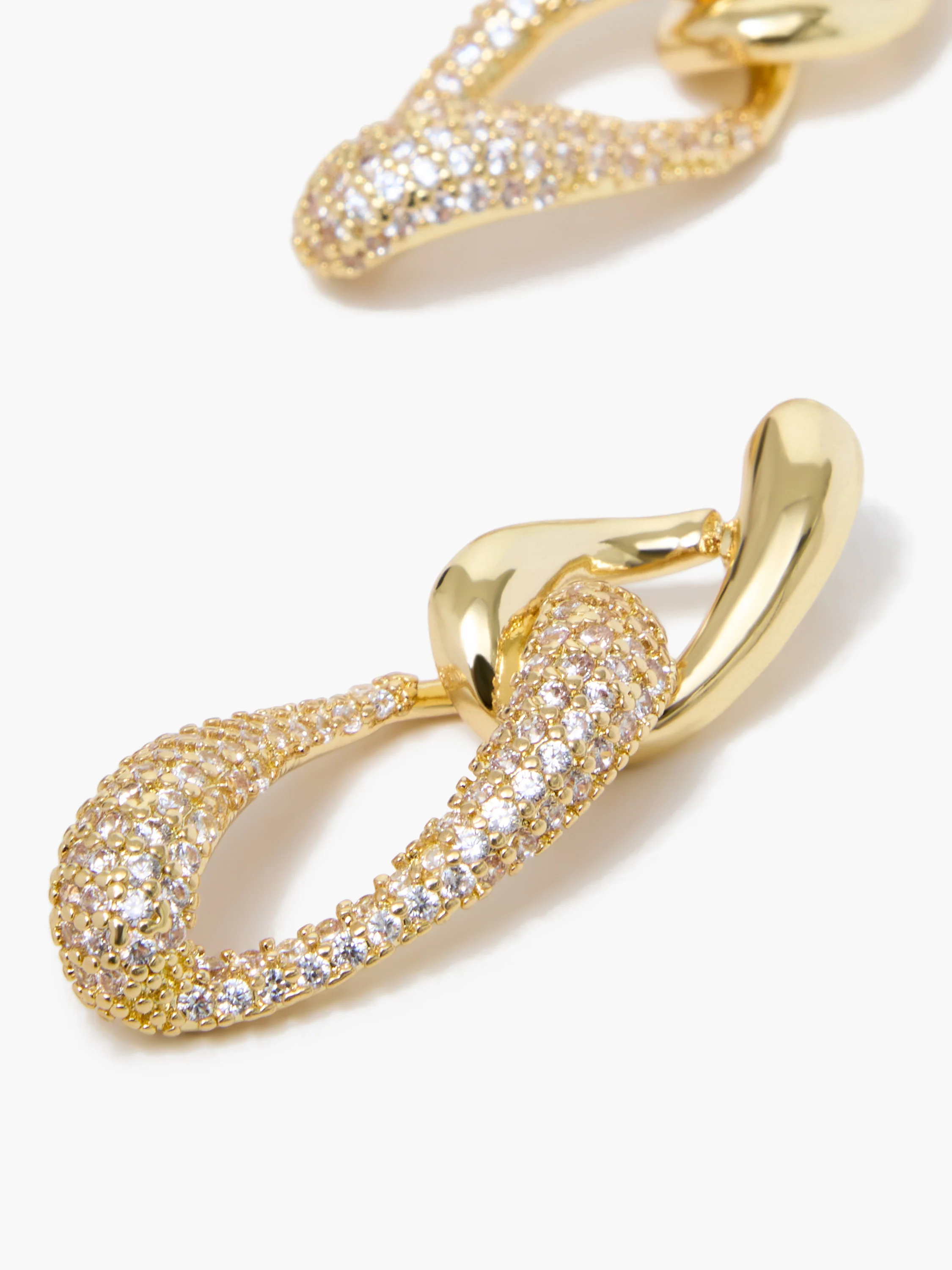 Diamante Twist Link Chain Earrings - Image 2