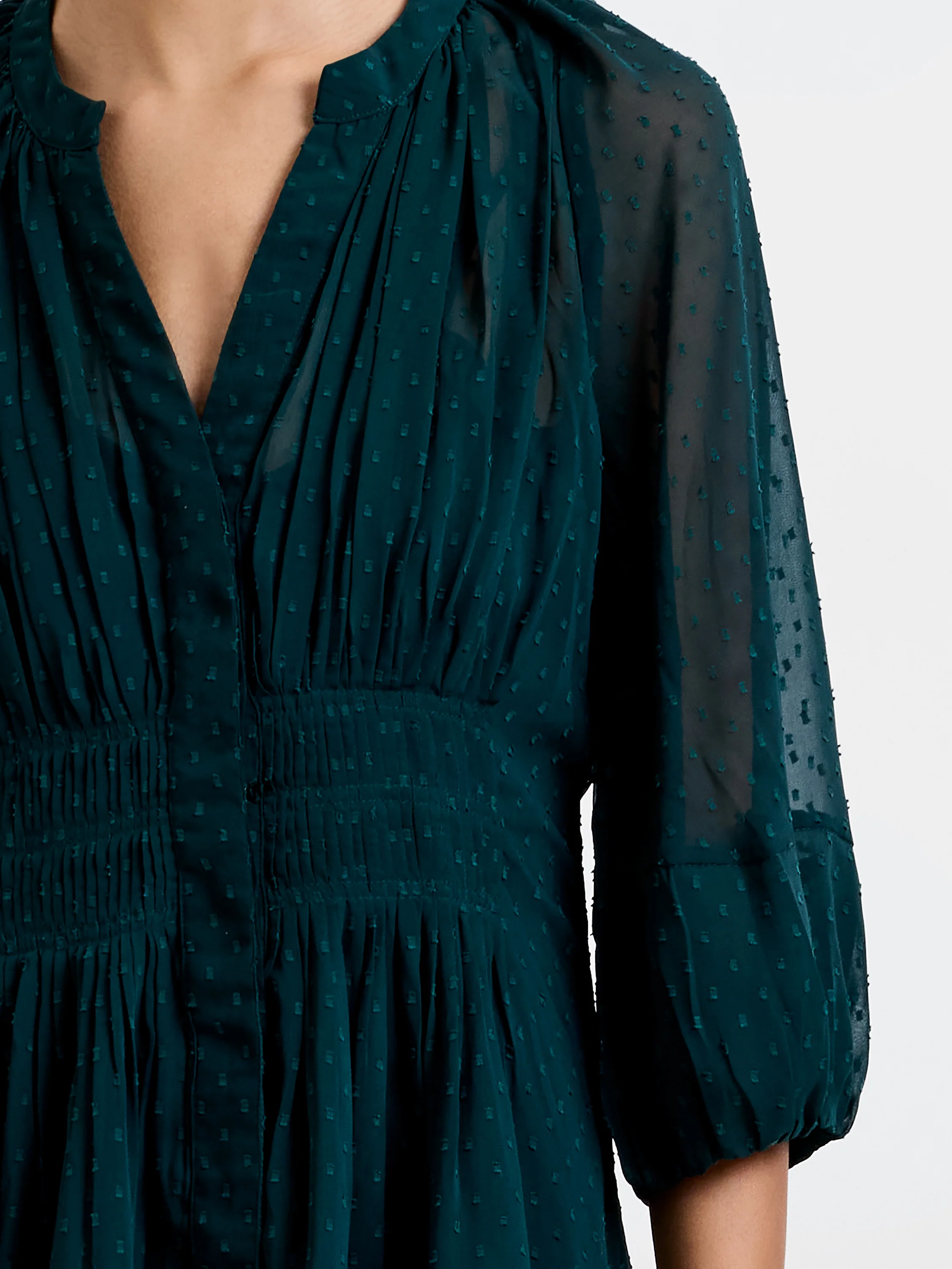 Dobby Pleated Waist Mini Dress - Image 3