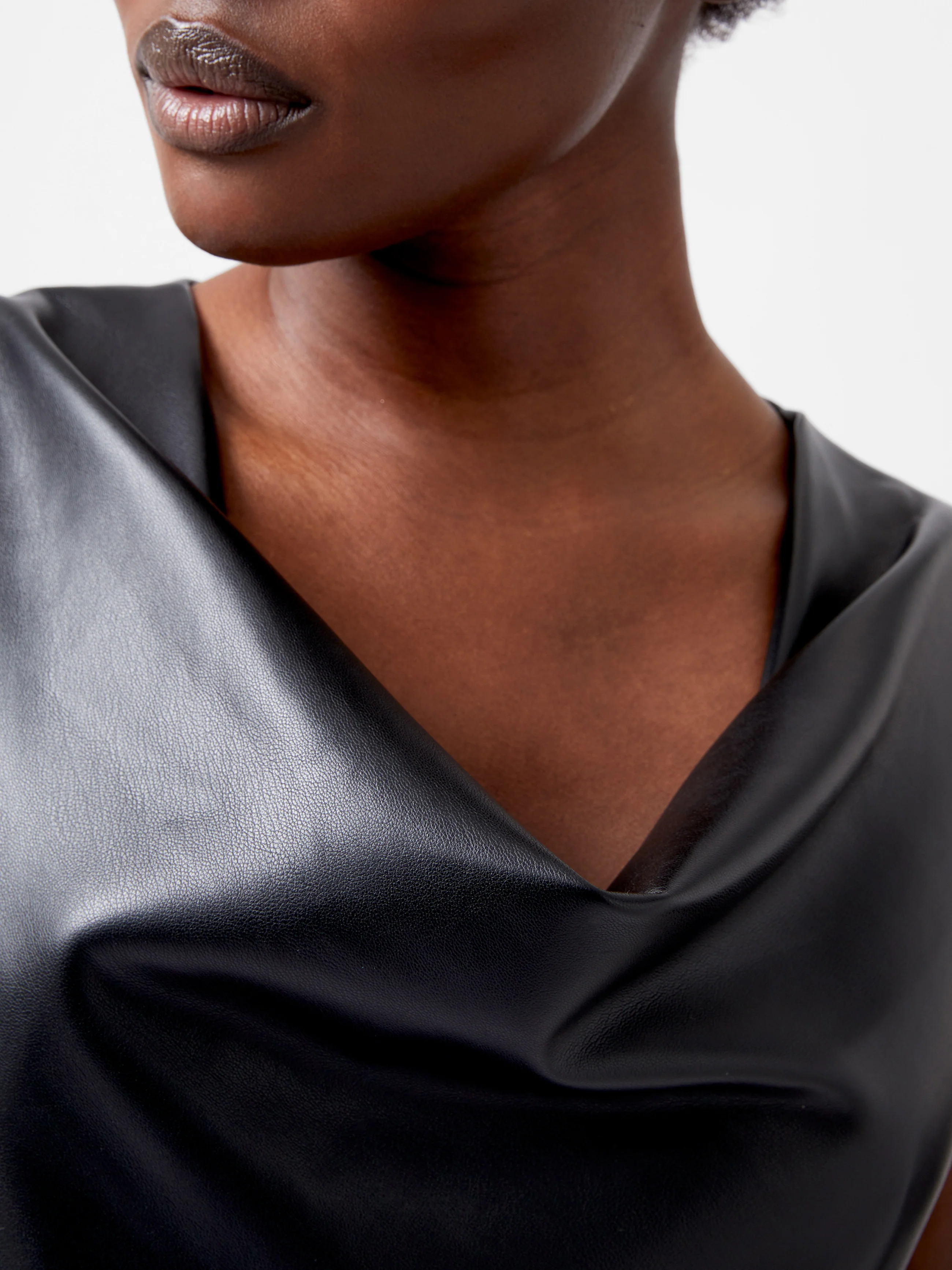 Elettra Recycled PU Cowl Neck Sleeveless Midi Dress - Image 3