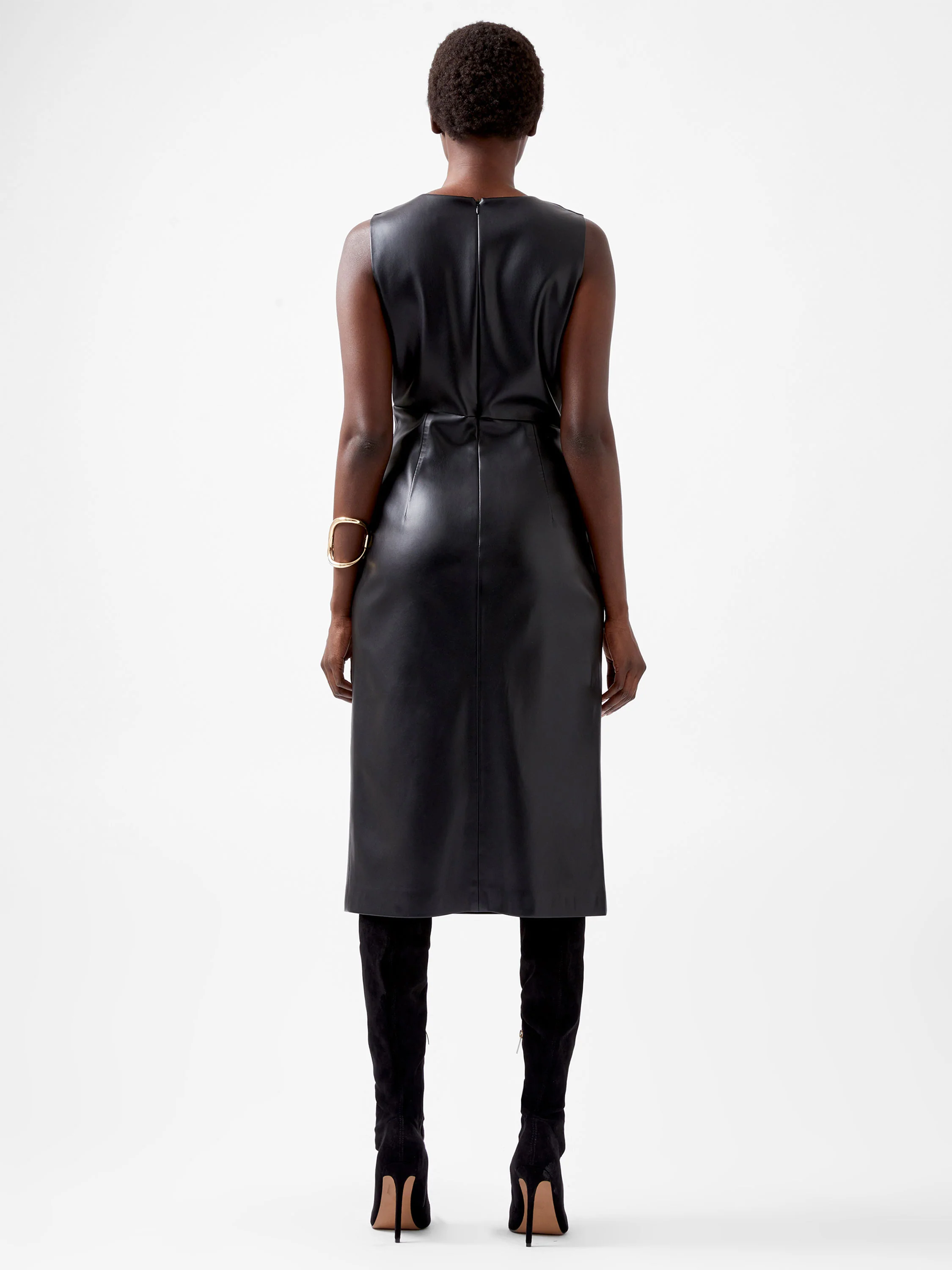 Elettra Recycled PU Cowl Neck Sleeveless Midi Dress - Image 4