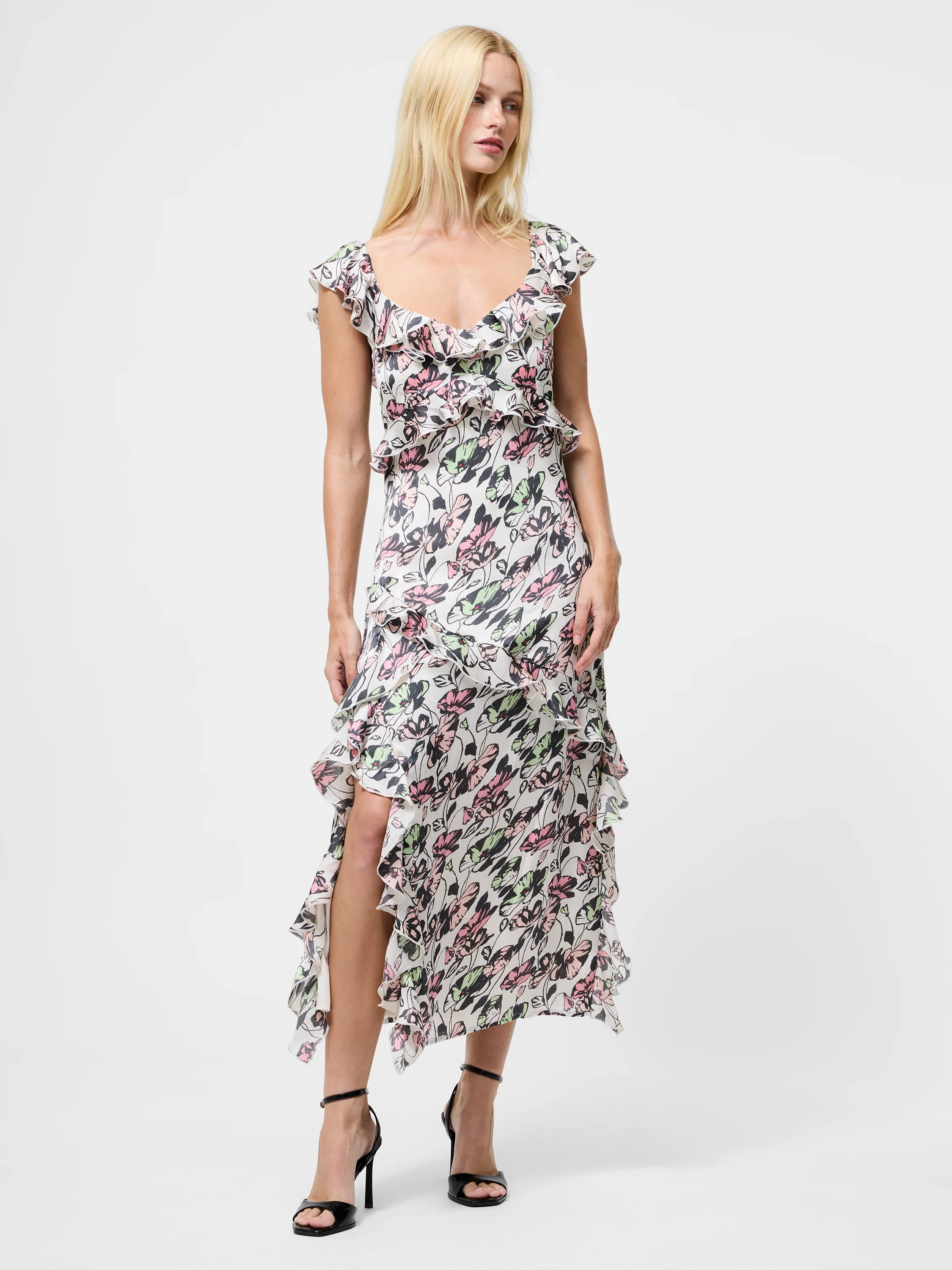 Ellie Kelsy Ruffled Slit Midi Dress - Image 4