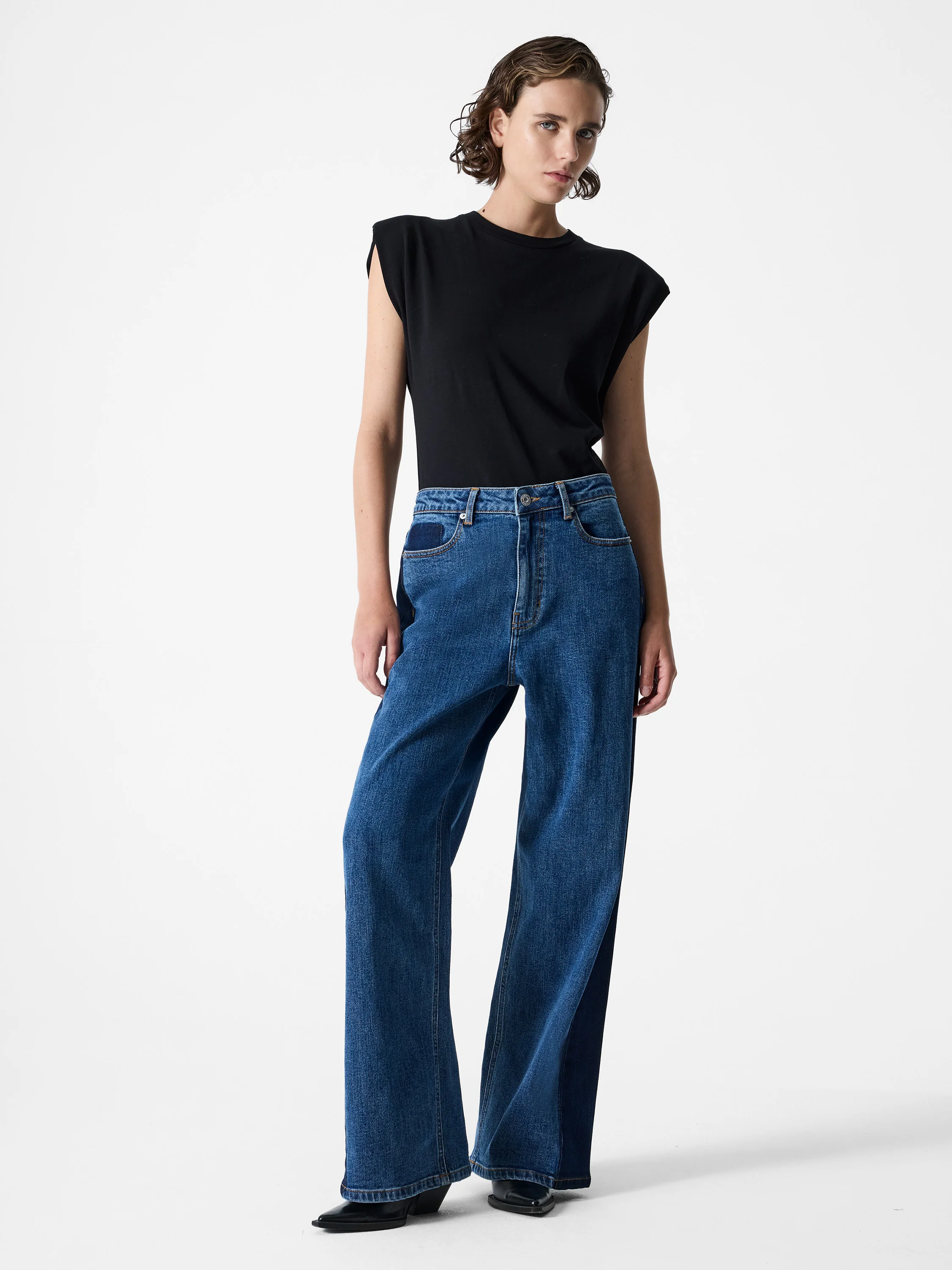 Elliot Denim Side Panel Wide Leg Jeans - Image 2