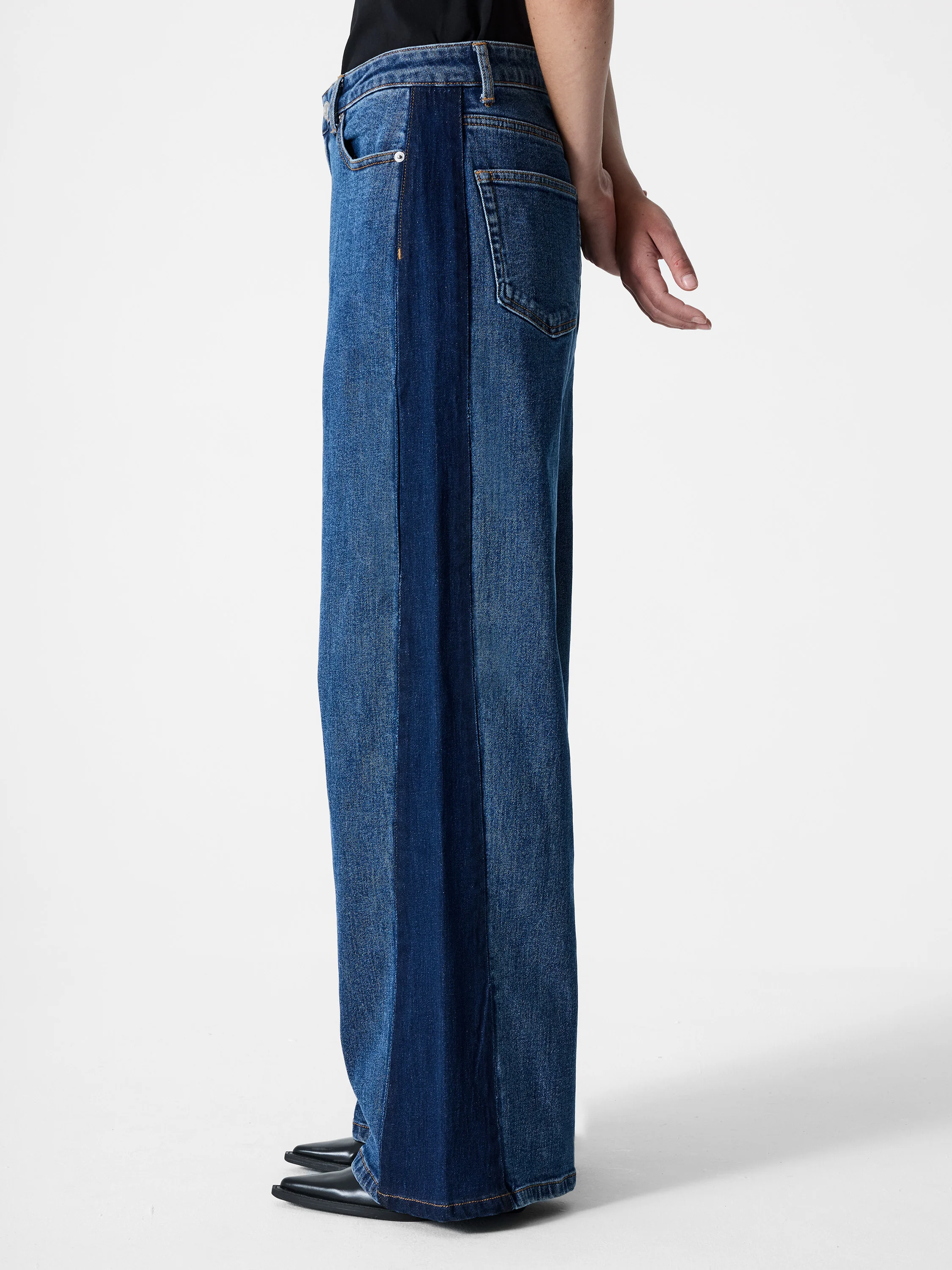 Elliot Denim Side Panel Wide Leg Jeans - Image 3