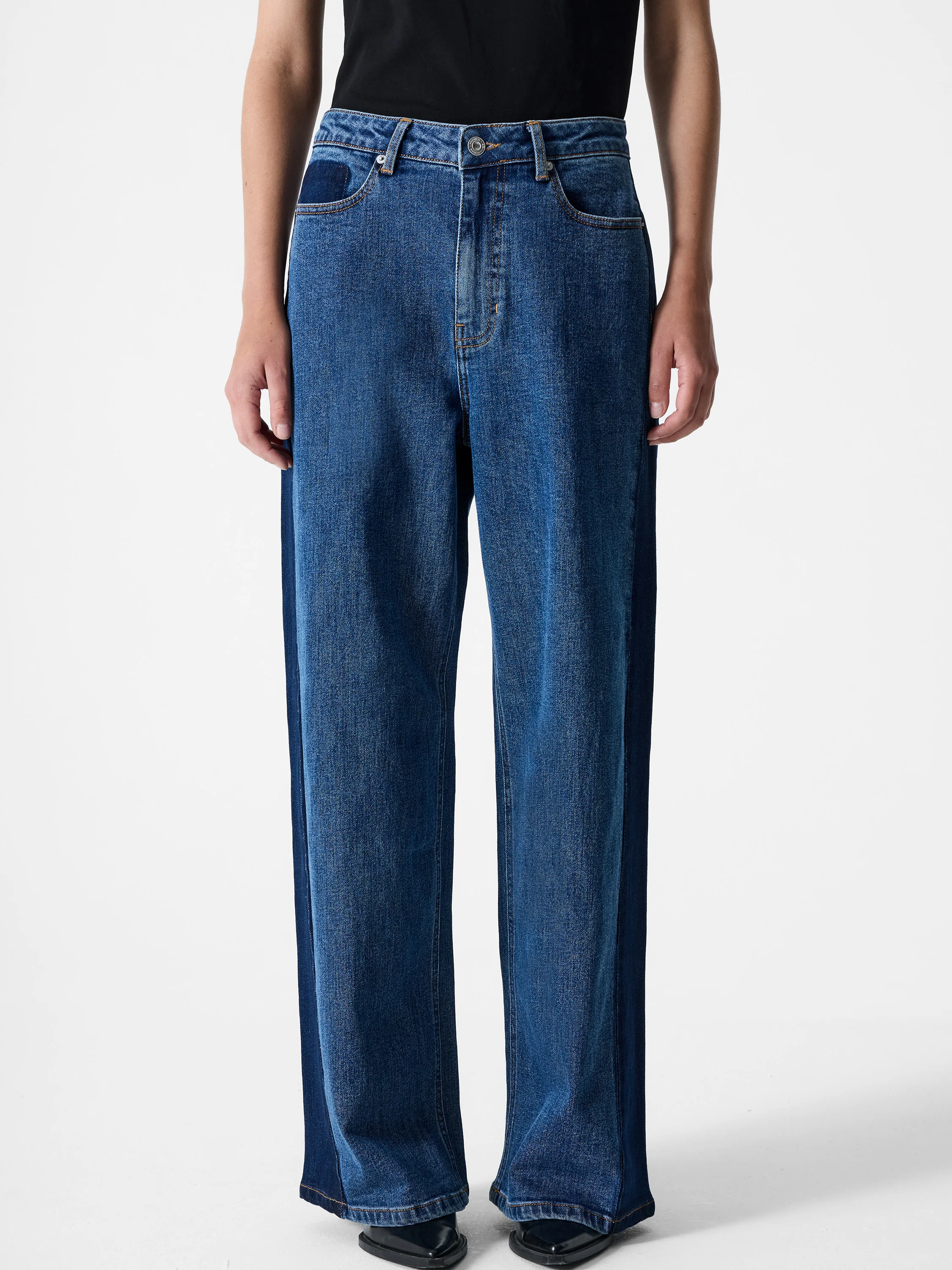 Elliot Denim Side Panel Wide Leg Jeans - Image 4