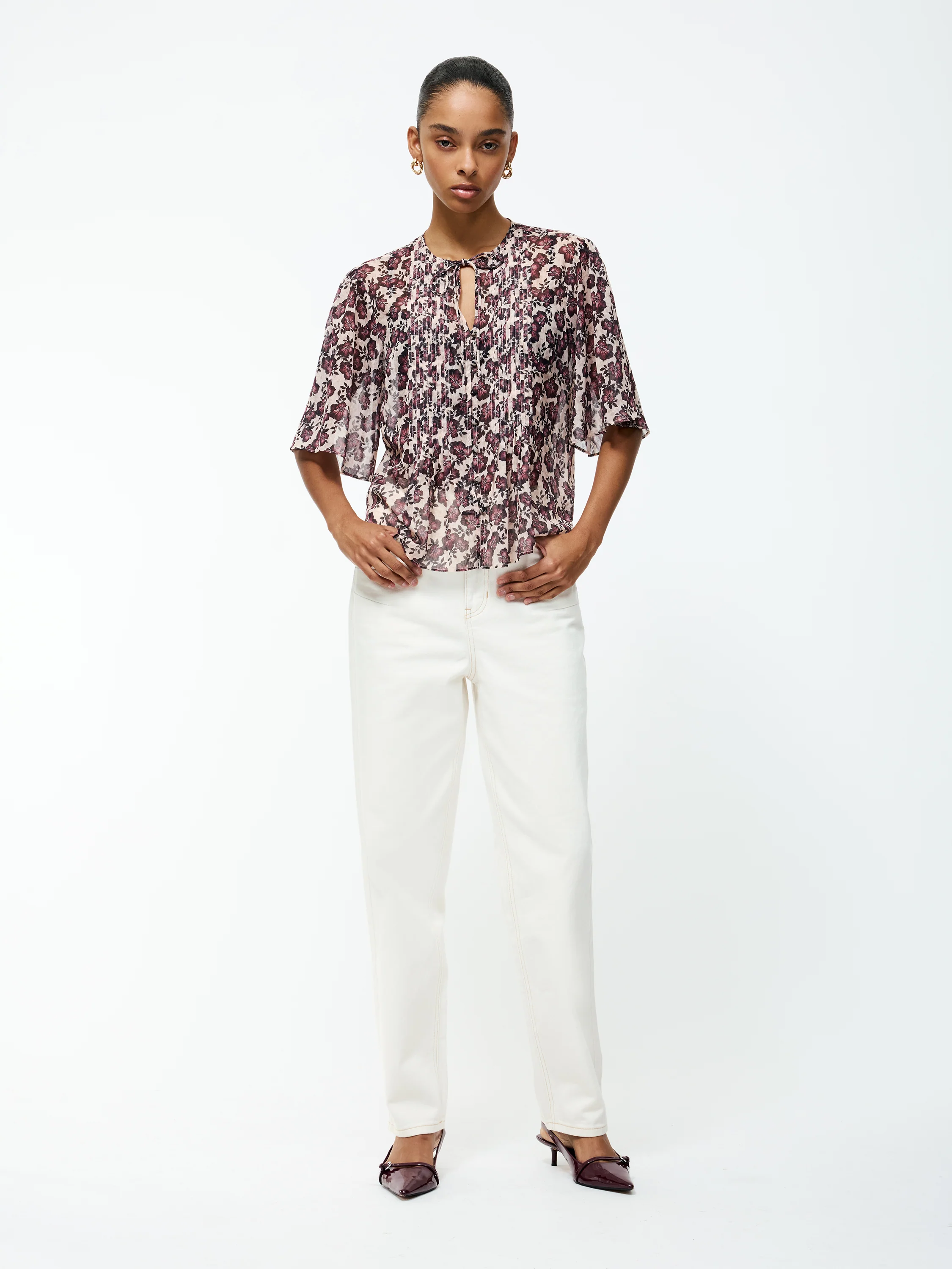 Elyse Hallie Crinkle Short Sleeve Top - Image 3