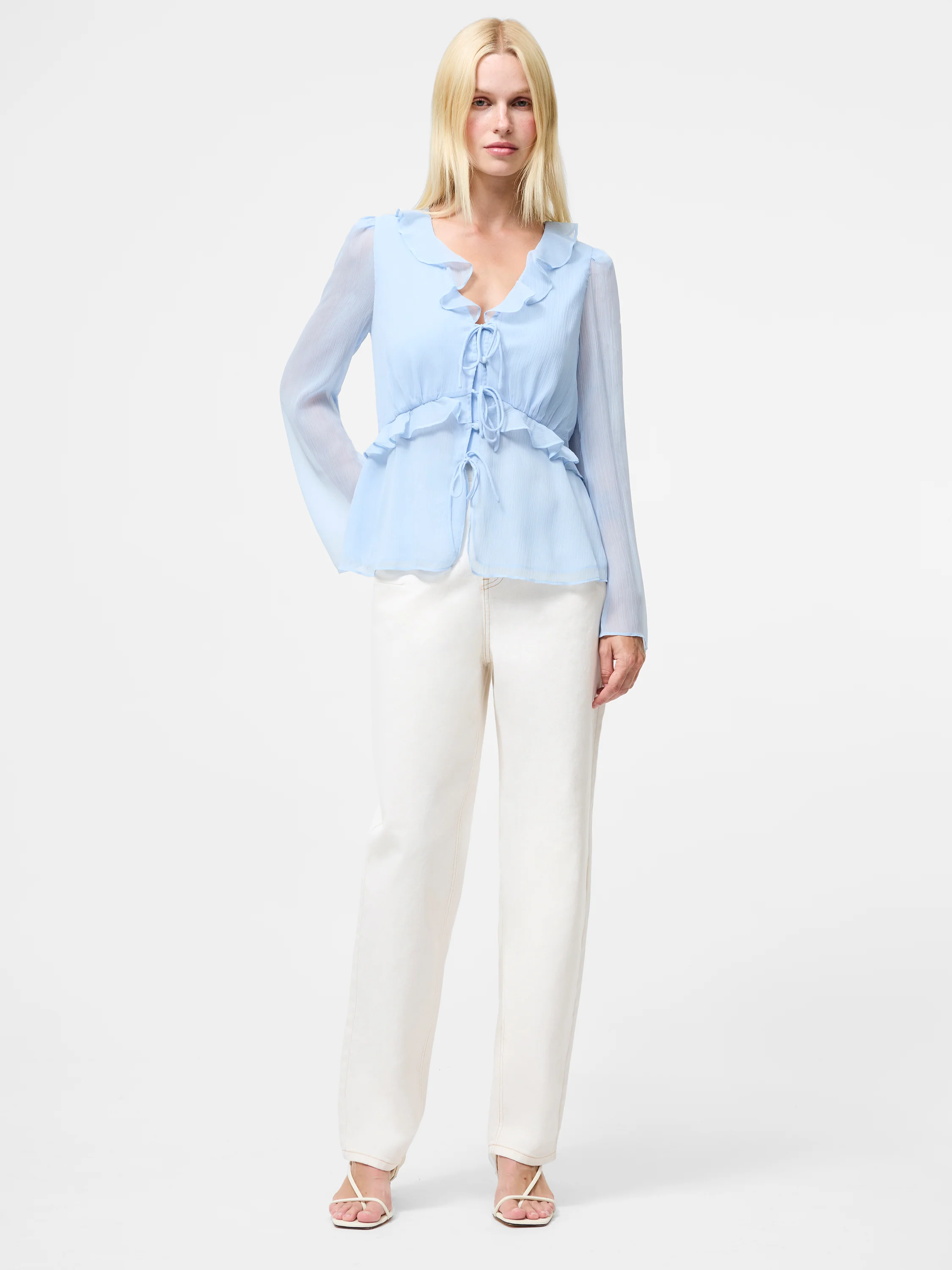 Emina Chiffon Frill Tie Up Top - Image 2