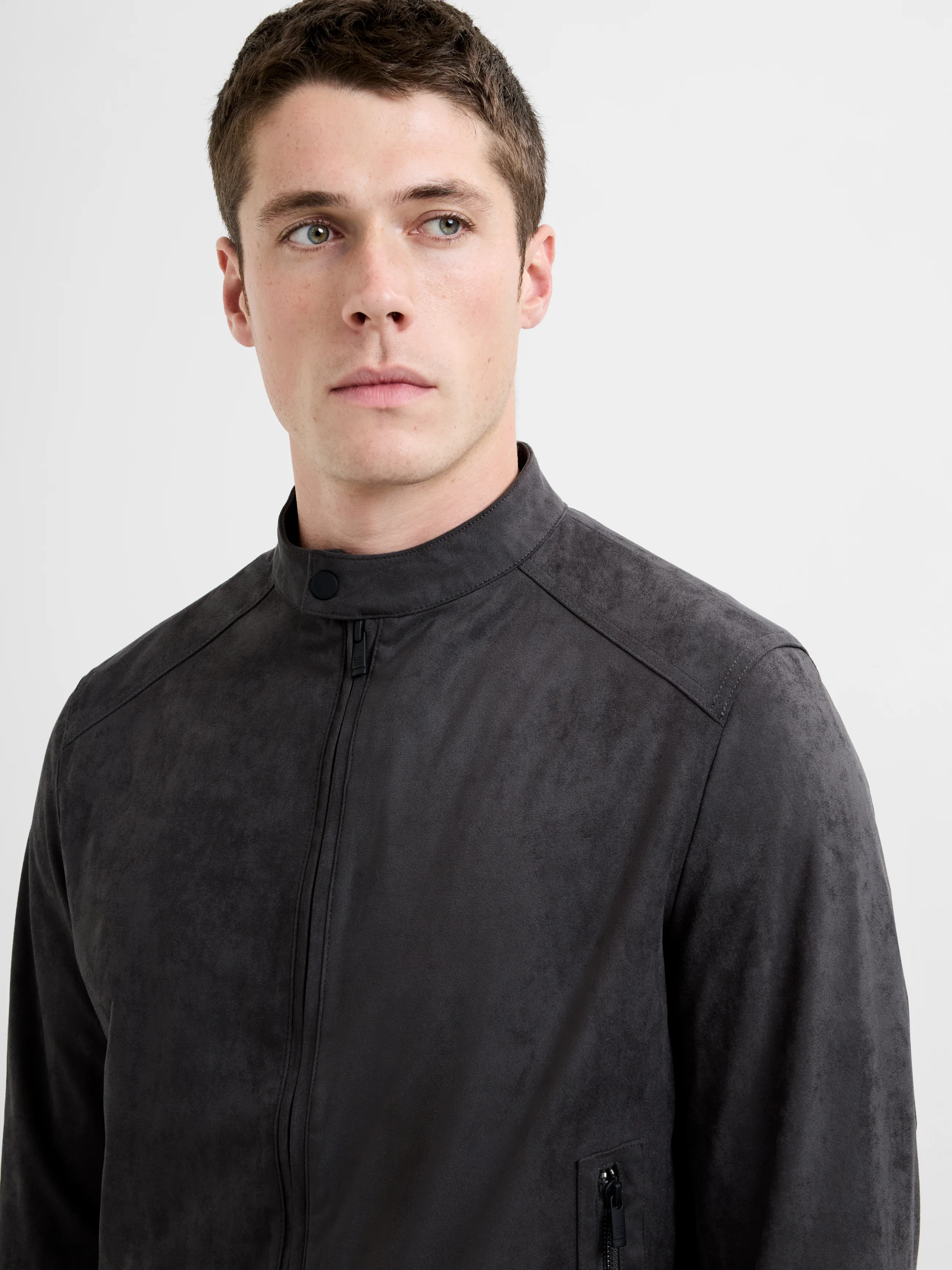 Faux Suede Bomber Jacket - Image 3