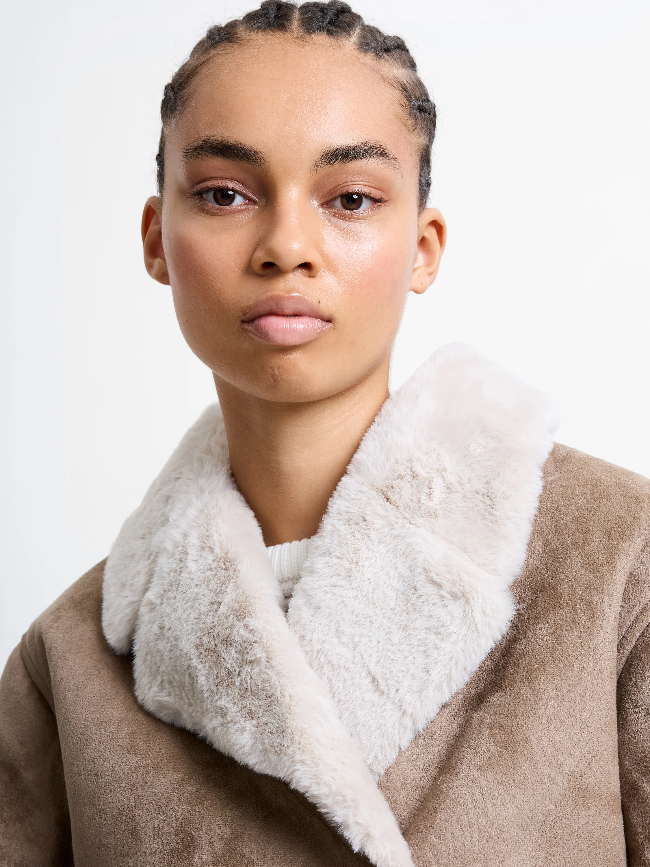 Faux Suede Double Breasted Coat - Image 4