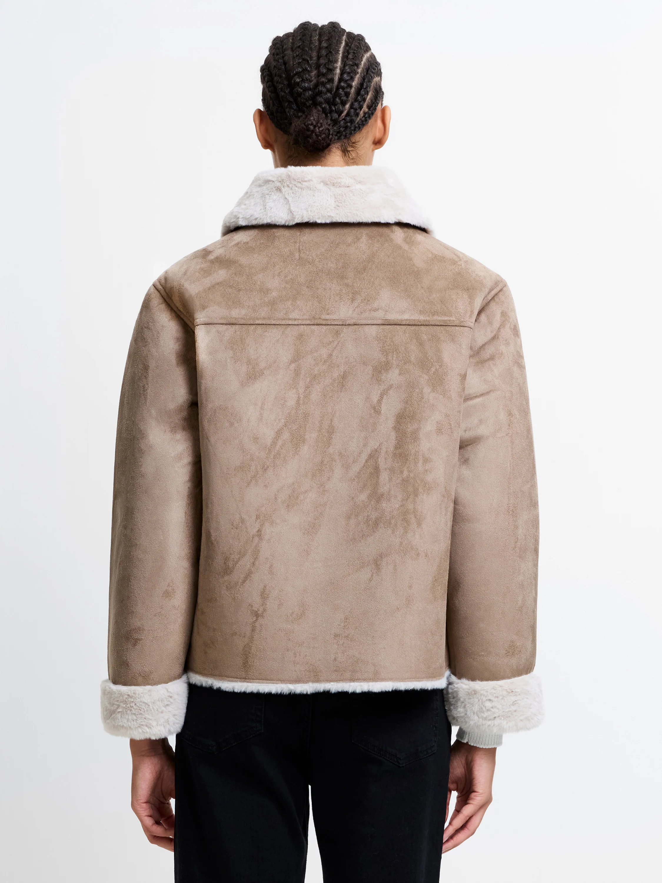 Faux Suede Double Breasted Coat - Image 5