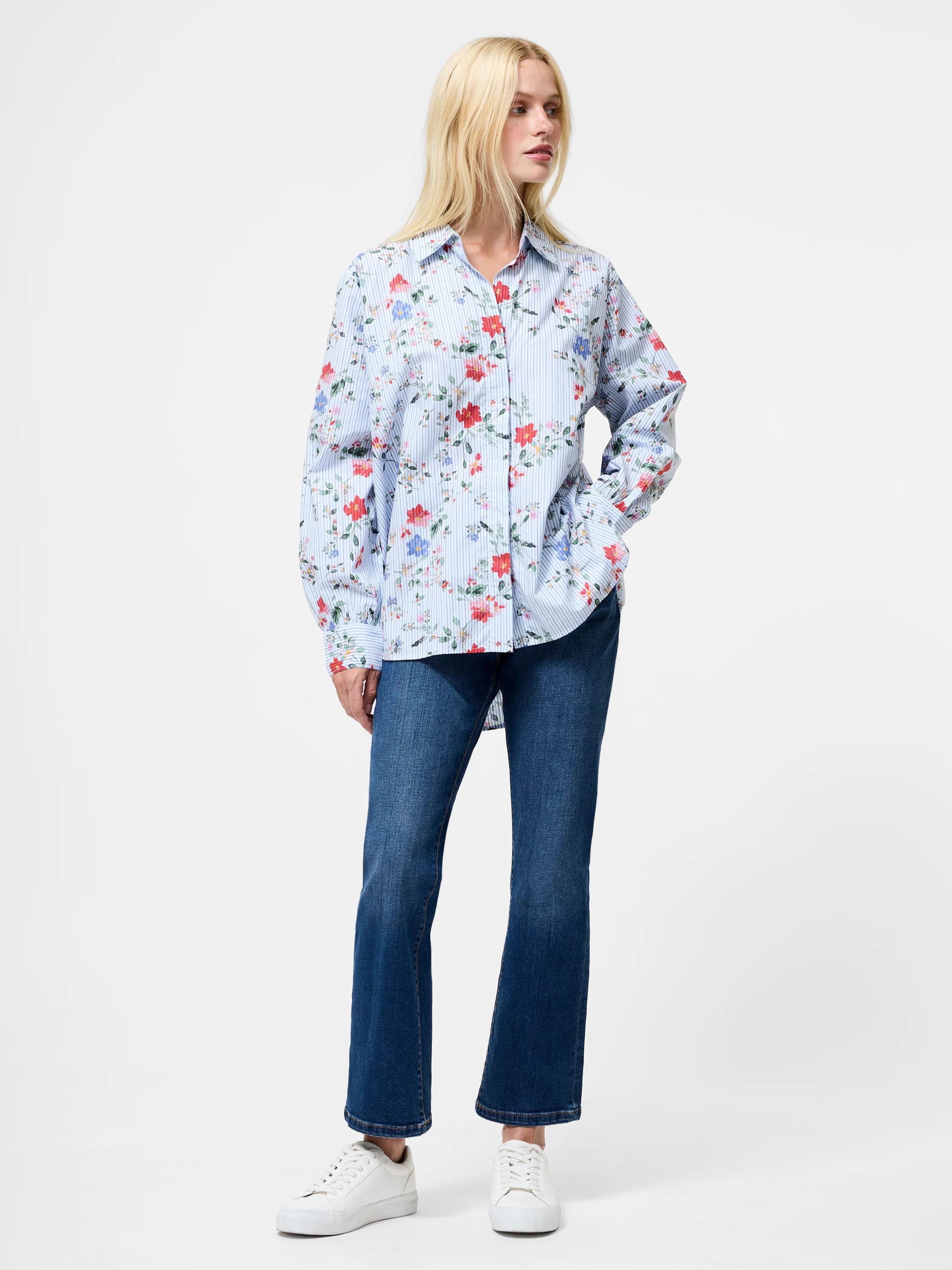 Floral Stripe Printed Long Sleeve Shirt - Image 2