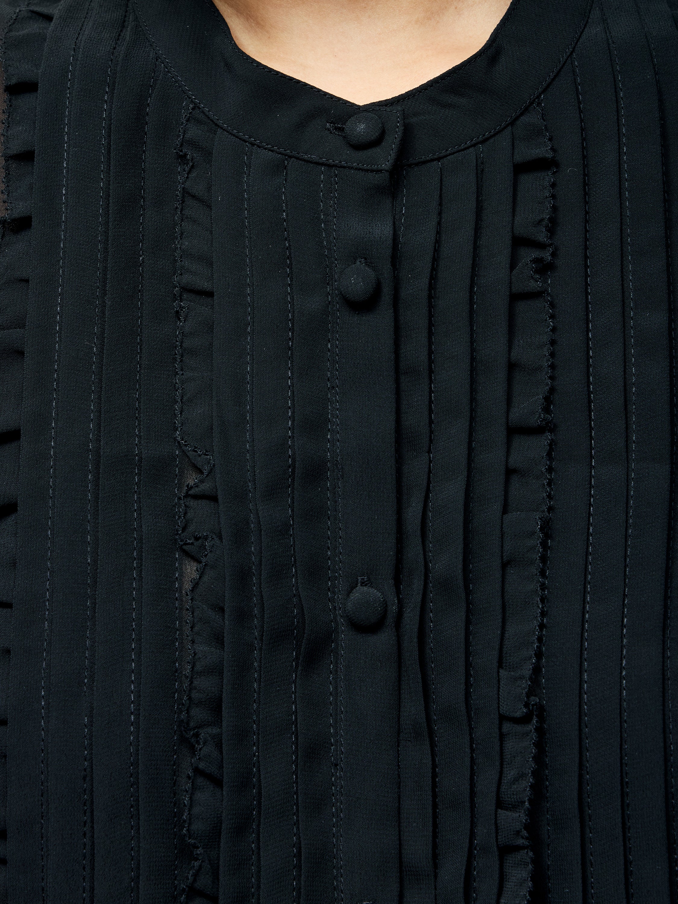 Frill Sleeveless Henley Button Down Tank Top - Image 3