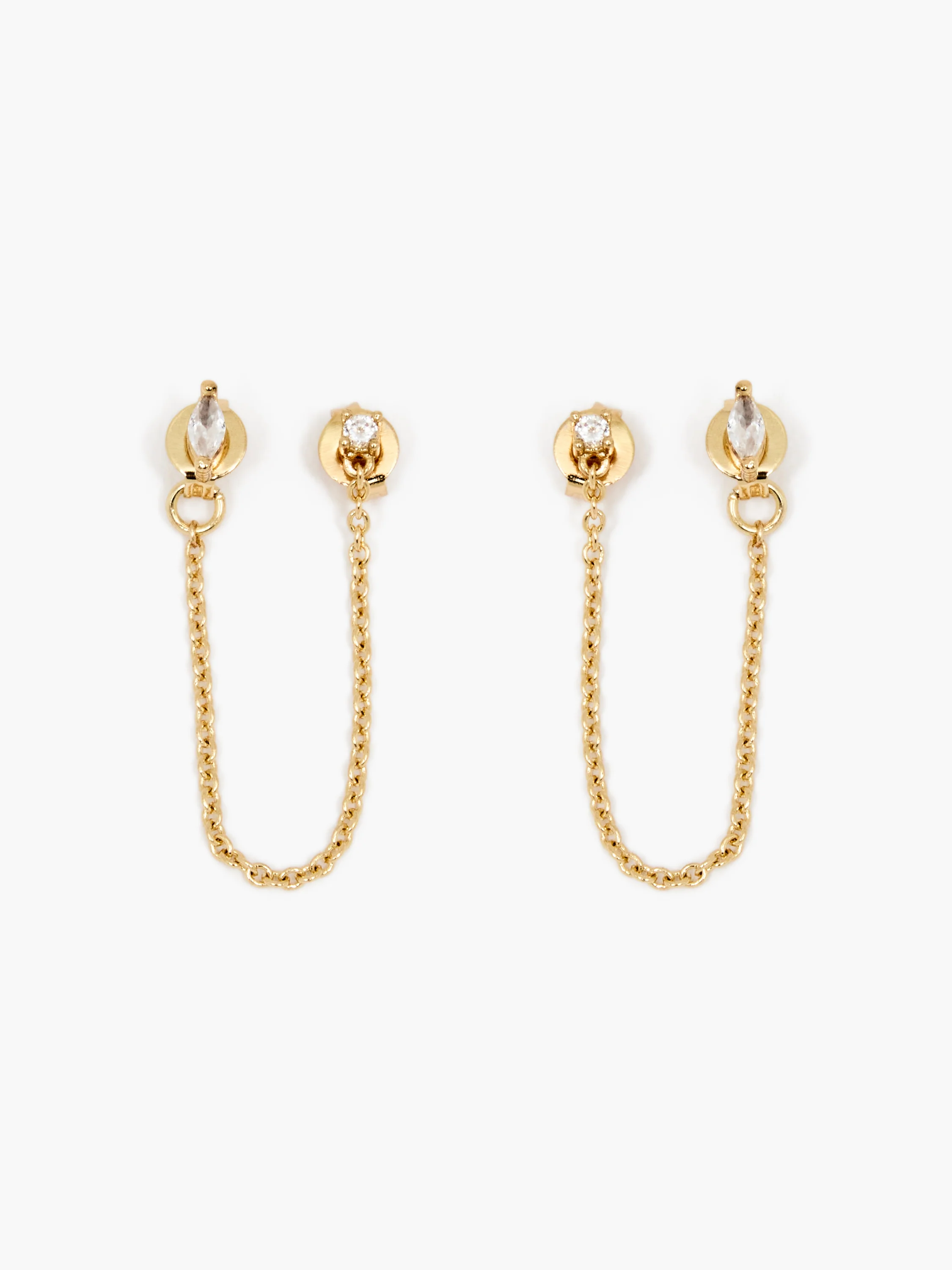 Front Back Chain Crystal Earrings