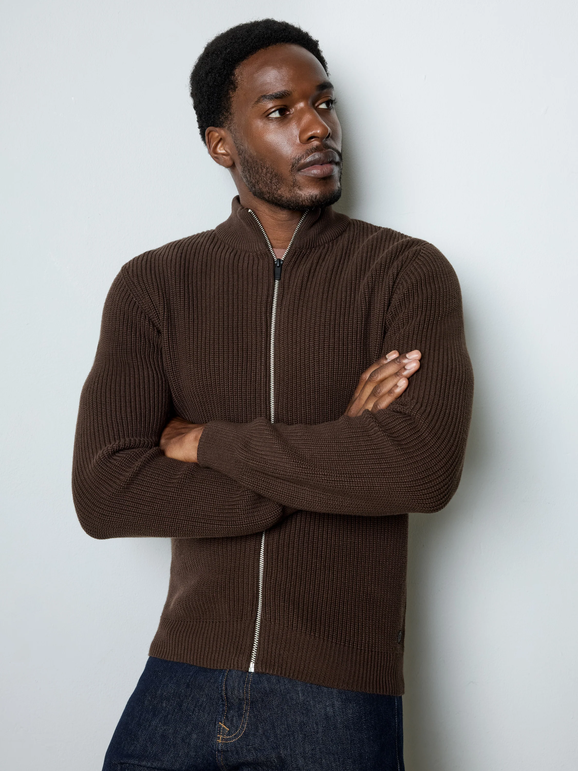 Full Zip Funnel Neck Jumper