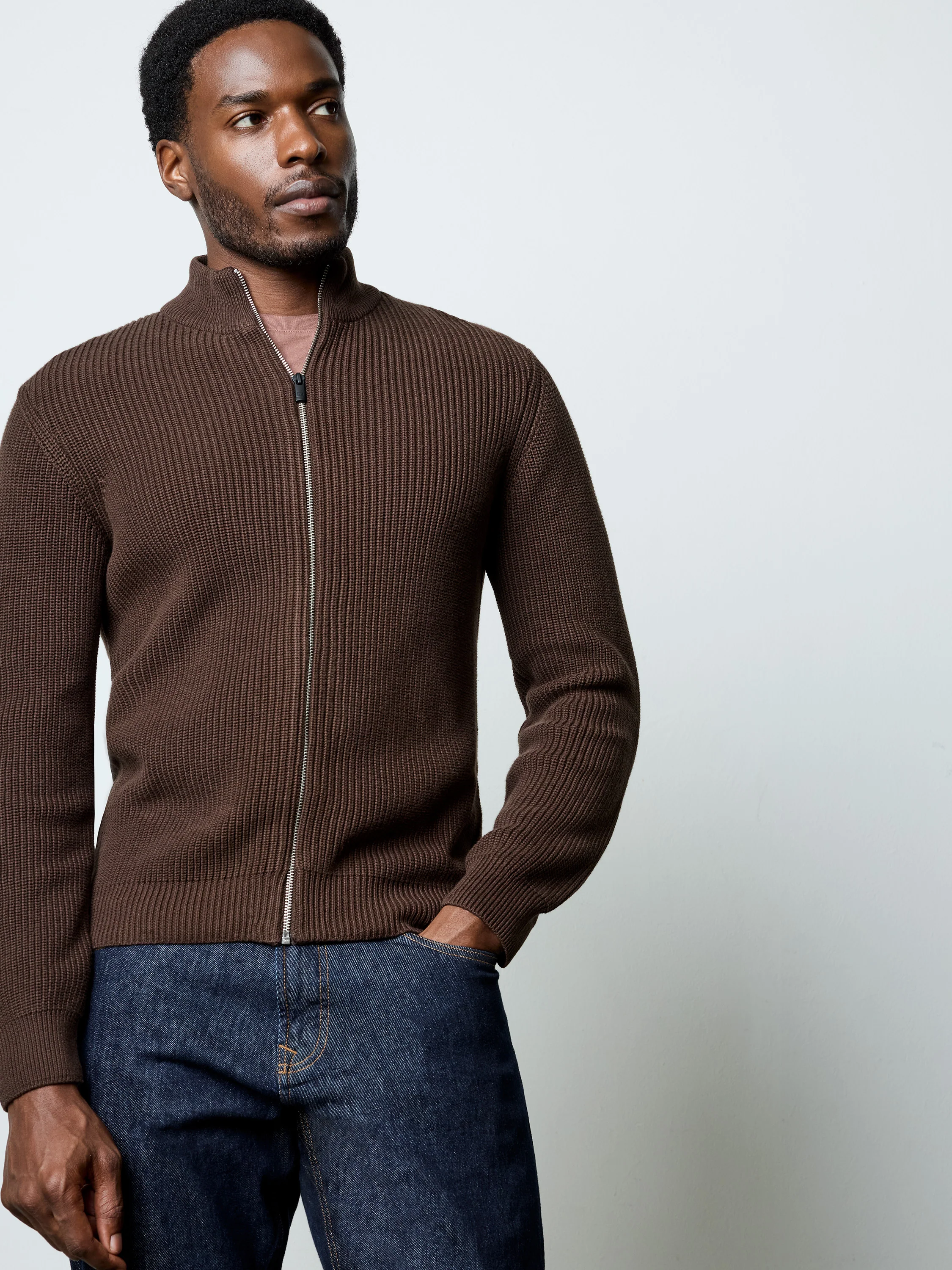 Full Zip Funnel Neck Jumper - Image 3