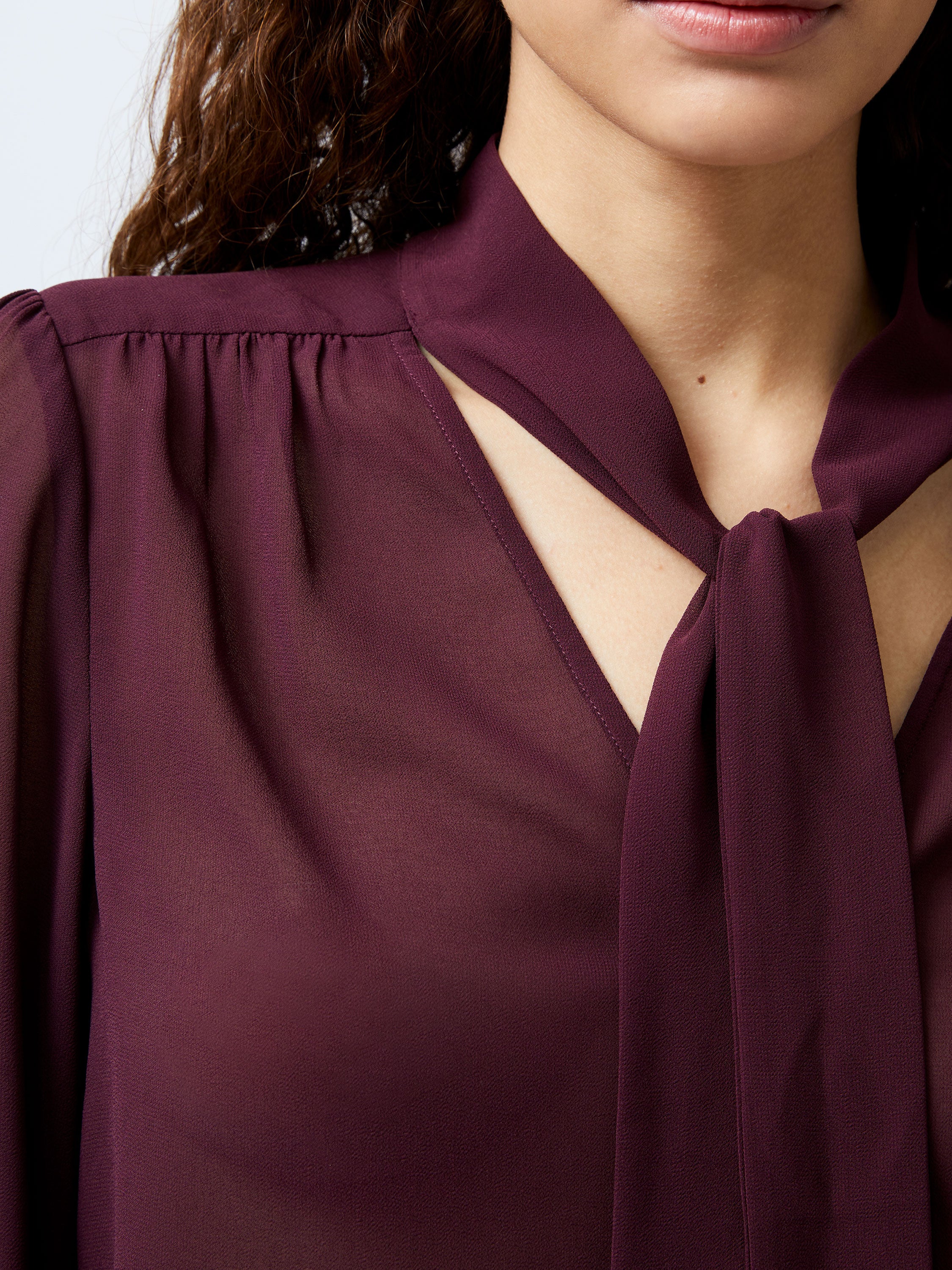 Georgette Long Sleeve Tie Neck Blouse - Image 5