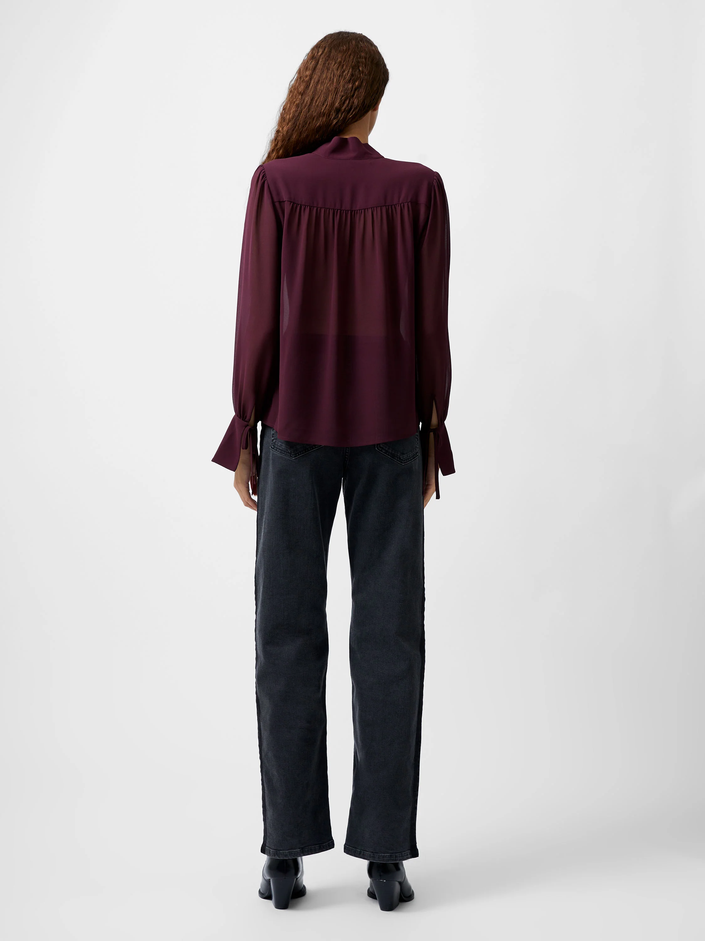 Georgette Long Sleeve Tie Neck Blouse - Image 6