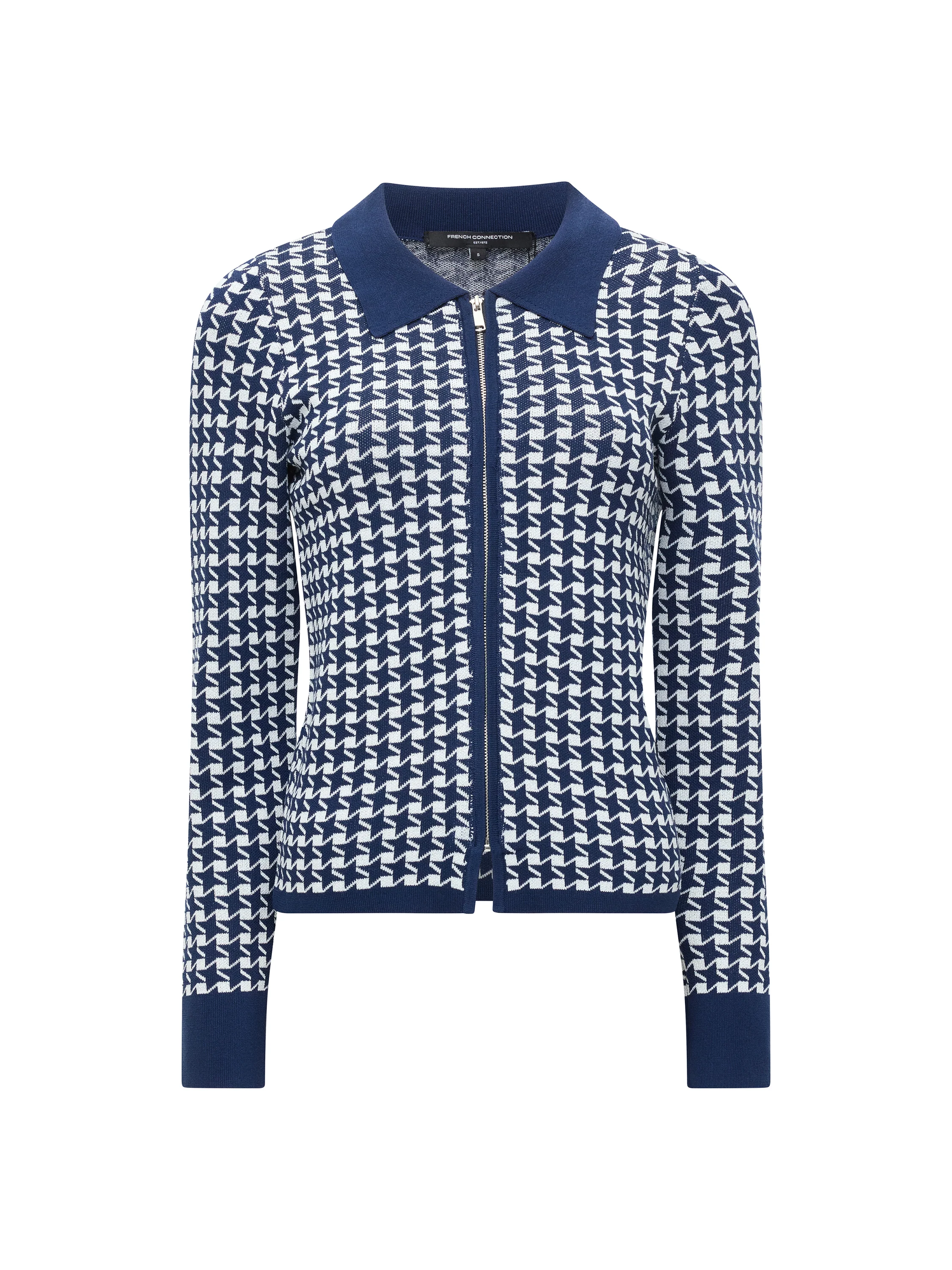 Gloria Jacquard Knit Zip Up Cardigan - Image 6