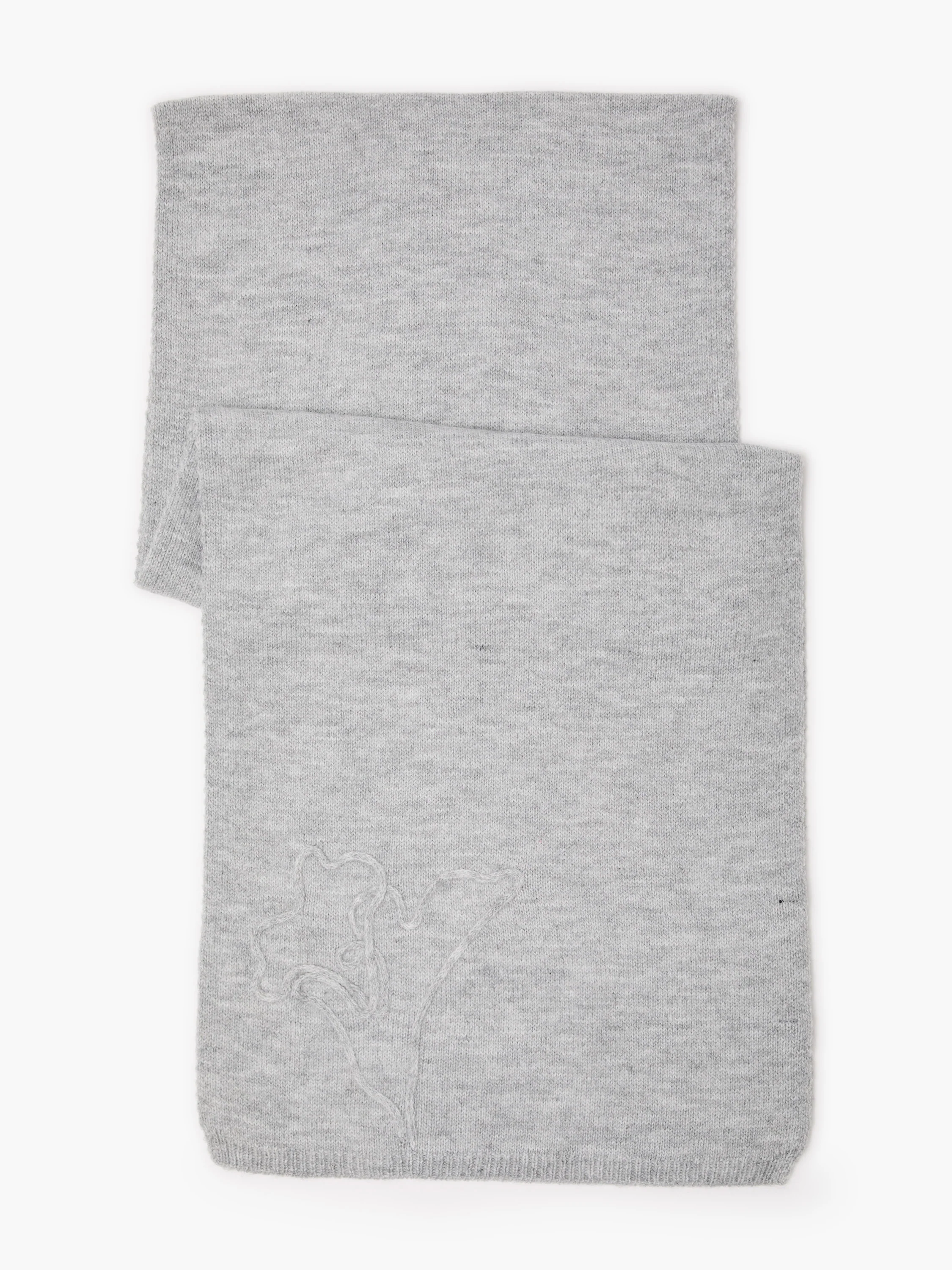 Grey Floral Knit Scarf