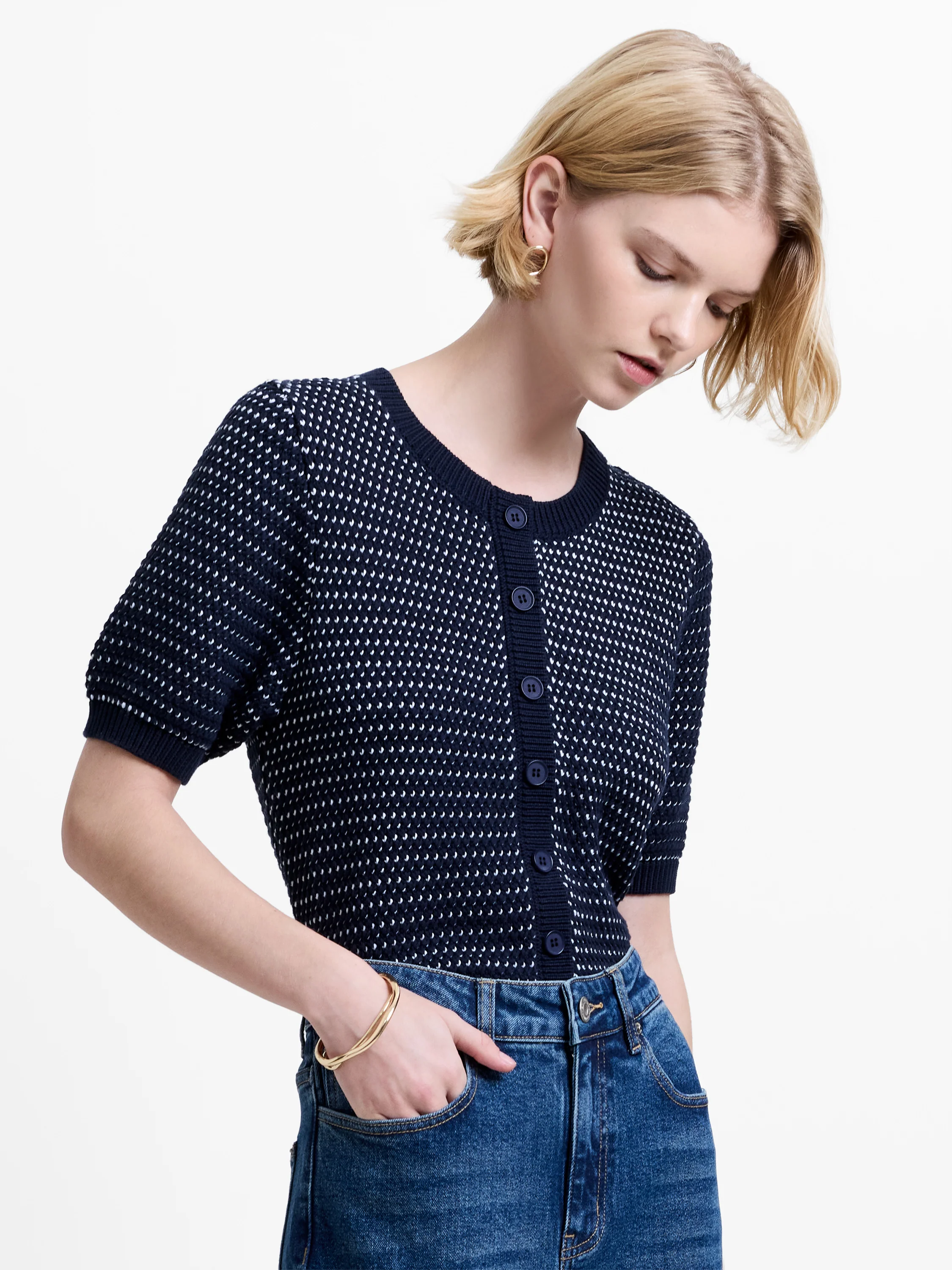 Haddie Mozart Knit Faux Button Top - Image 3