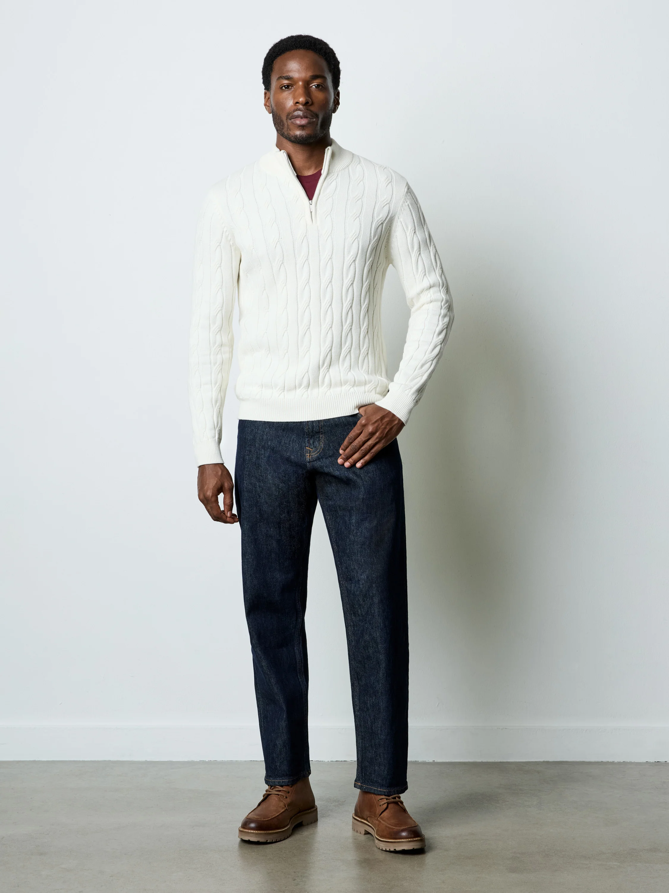 Half Zip Cable Knit Jumper - Image 2