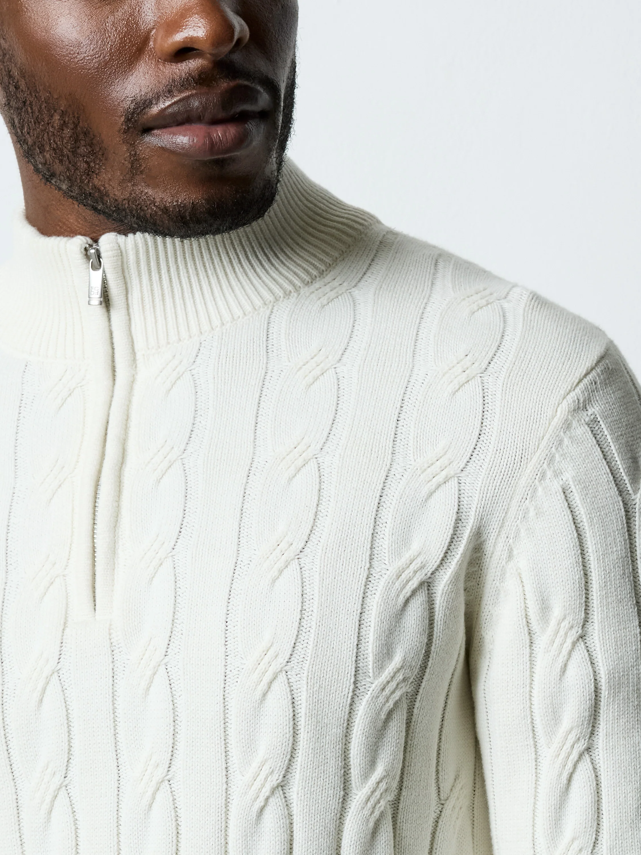 Half Zip Cable Knit Jumper - Image 3