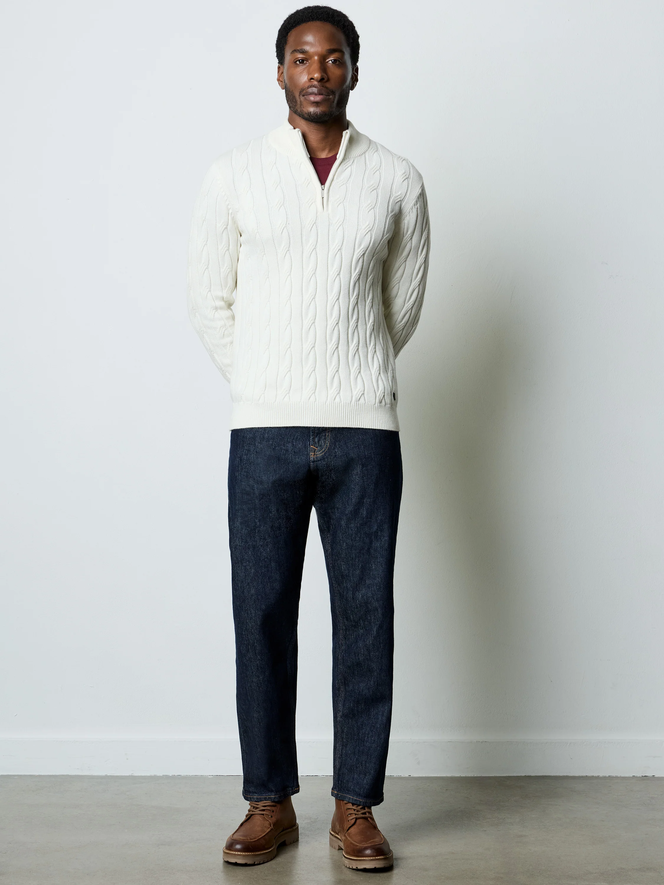 Half Zip Cable Knit Jumper - Image 4