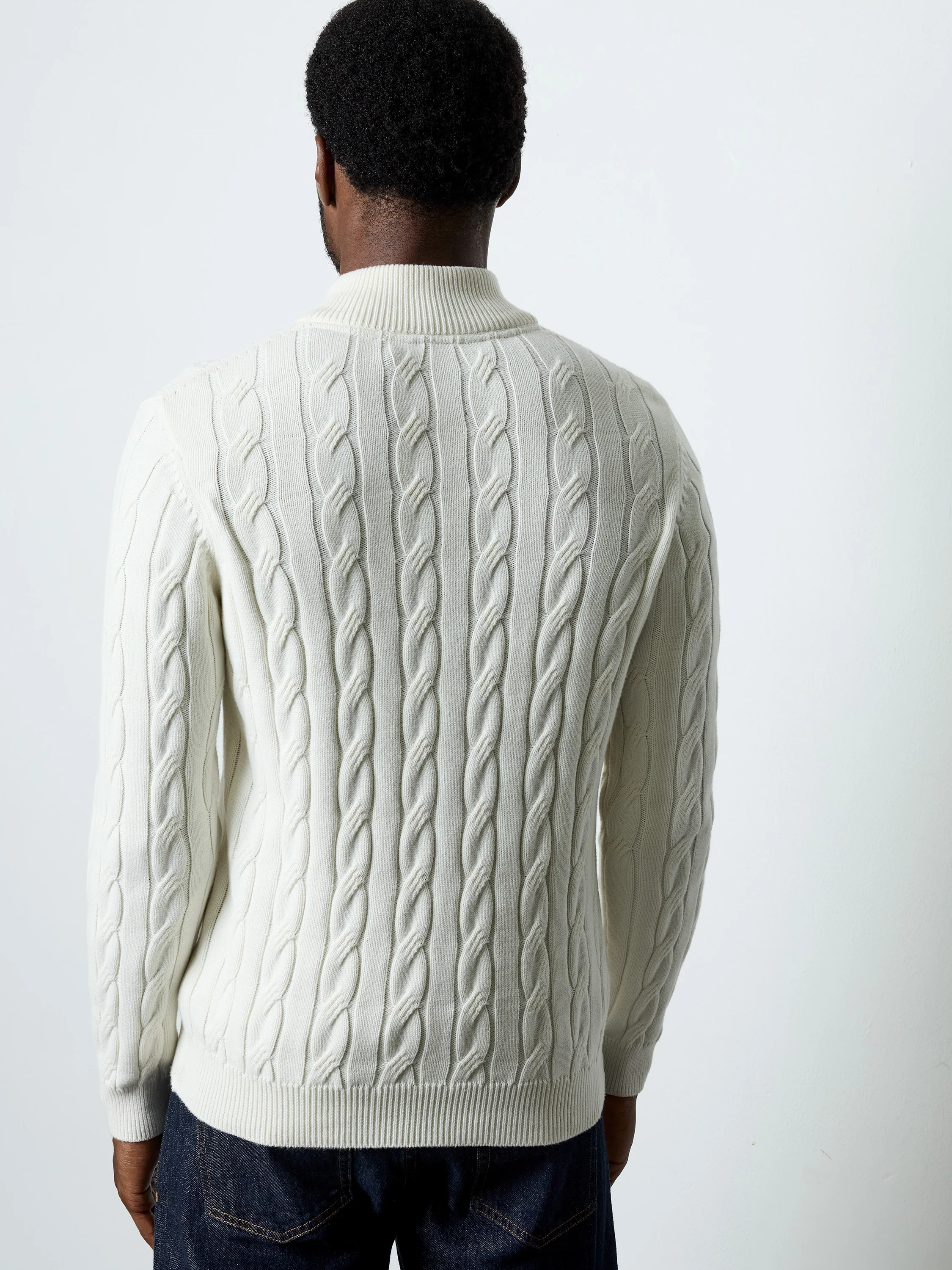 Half Zip Cable Knit Jumper - Image 5