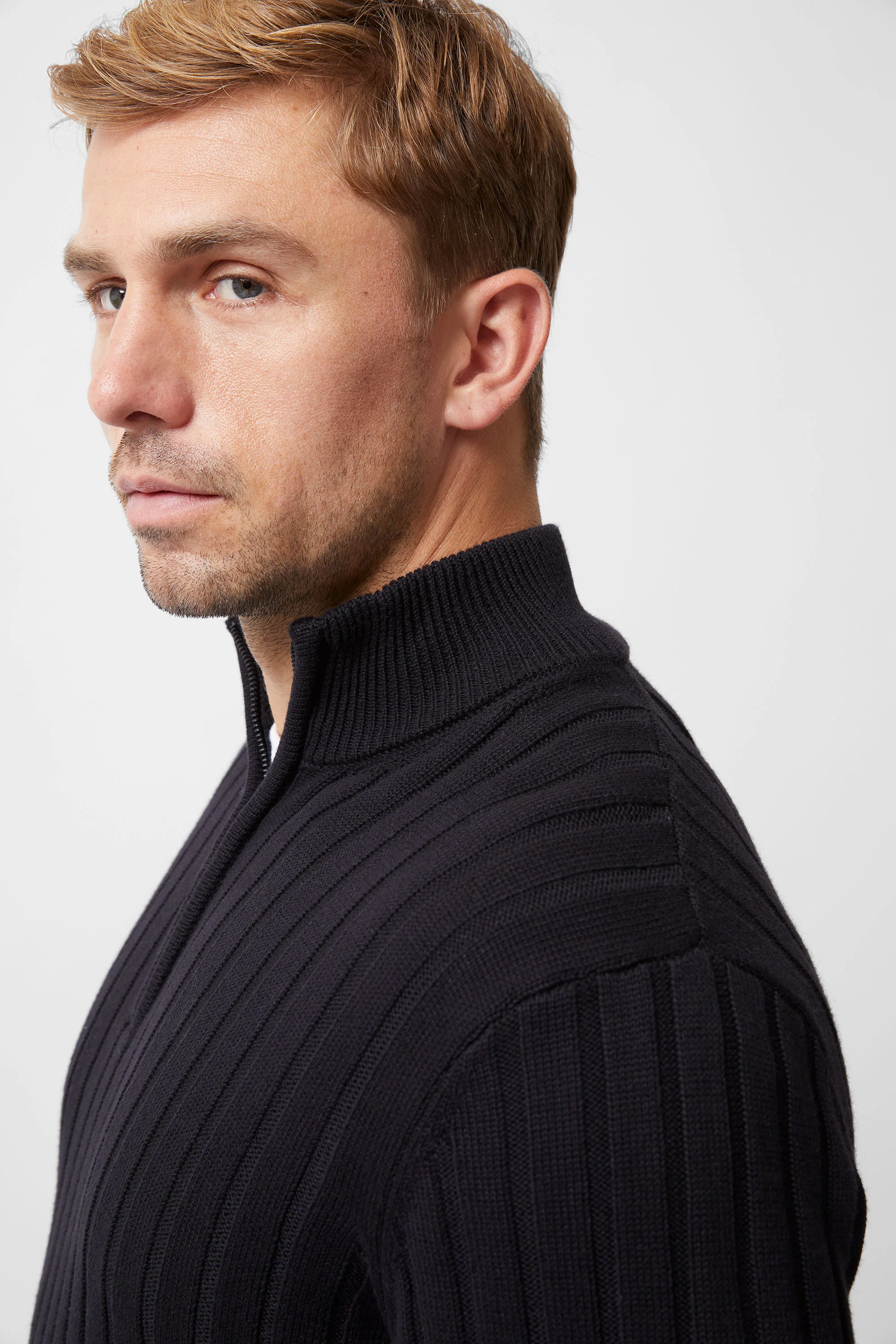 Half Zip Ribbed Knit Jumper - Image 3