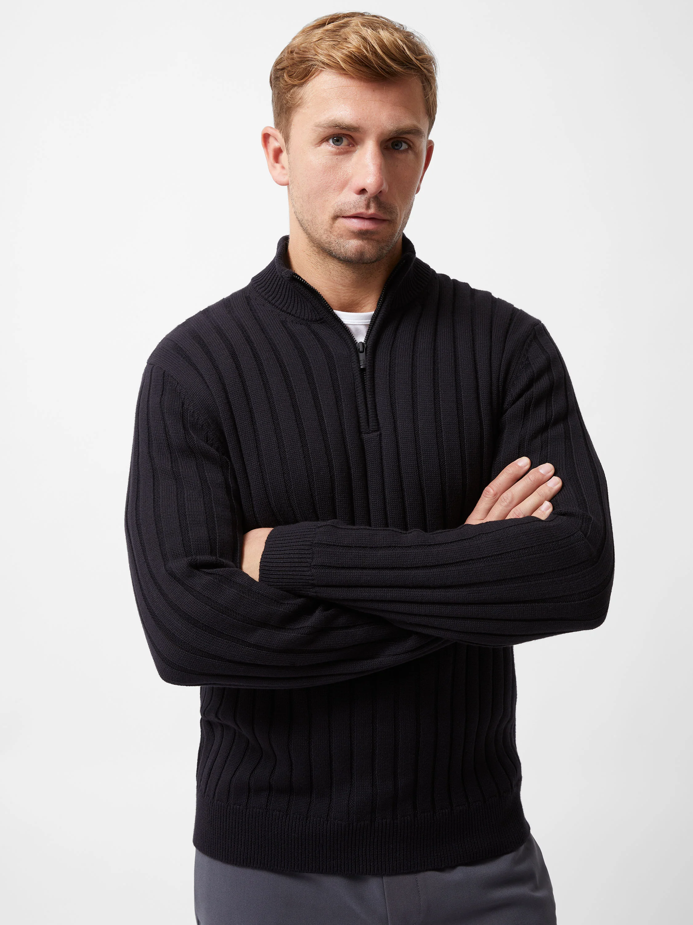 Half Zip Ribbed Knit Jumper - Image 4
