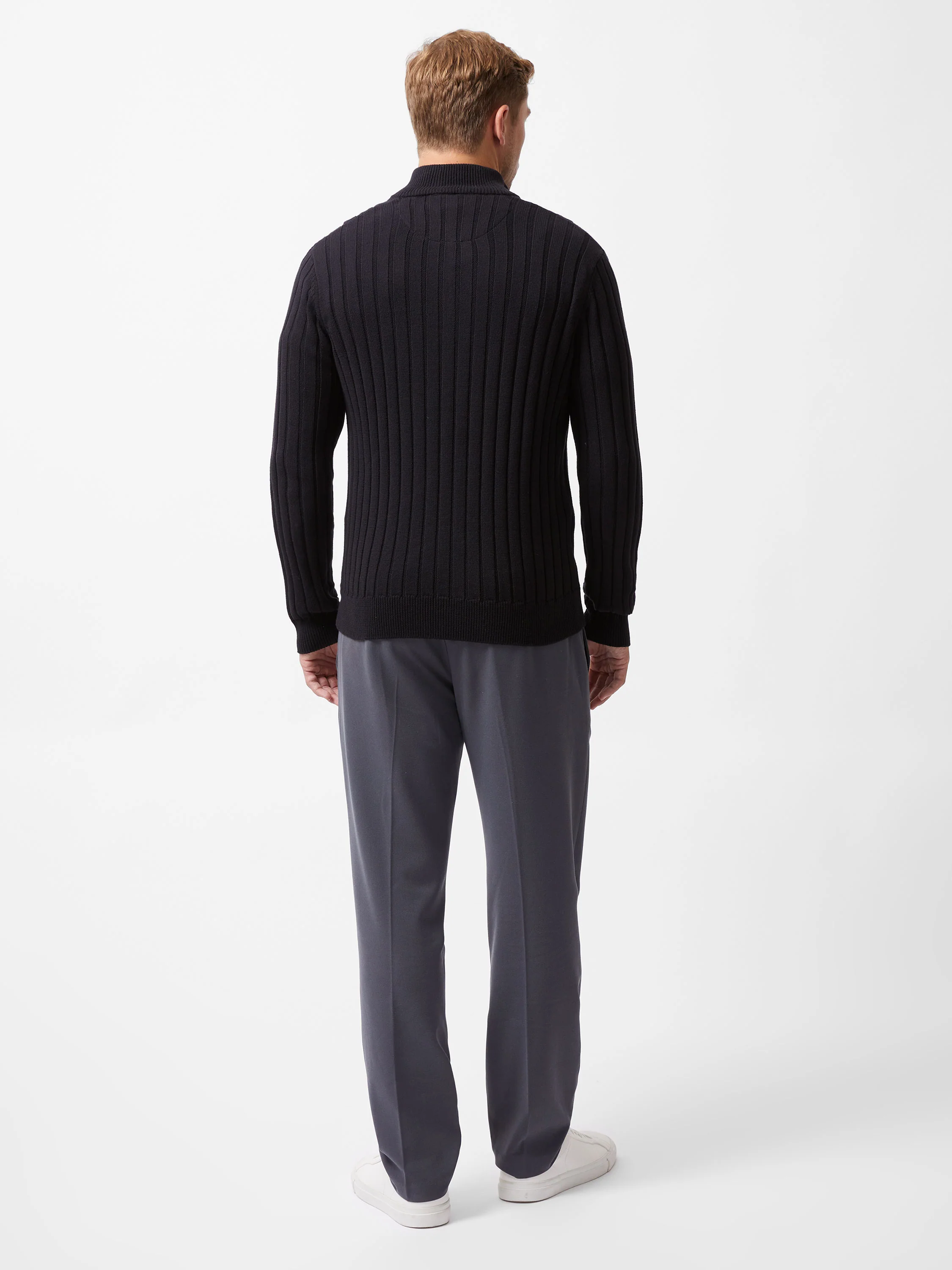 Half Zip Ribbed Knit Jumper - Image 5