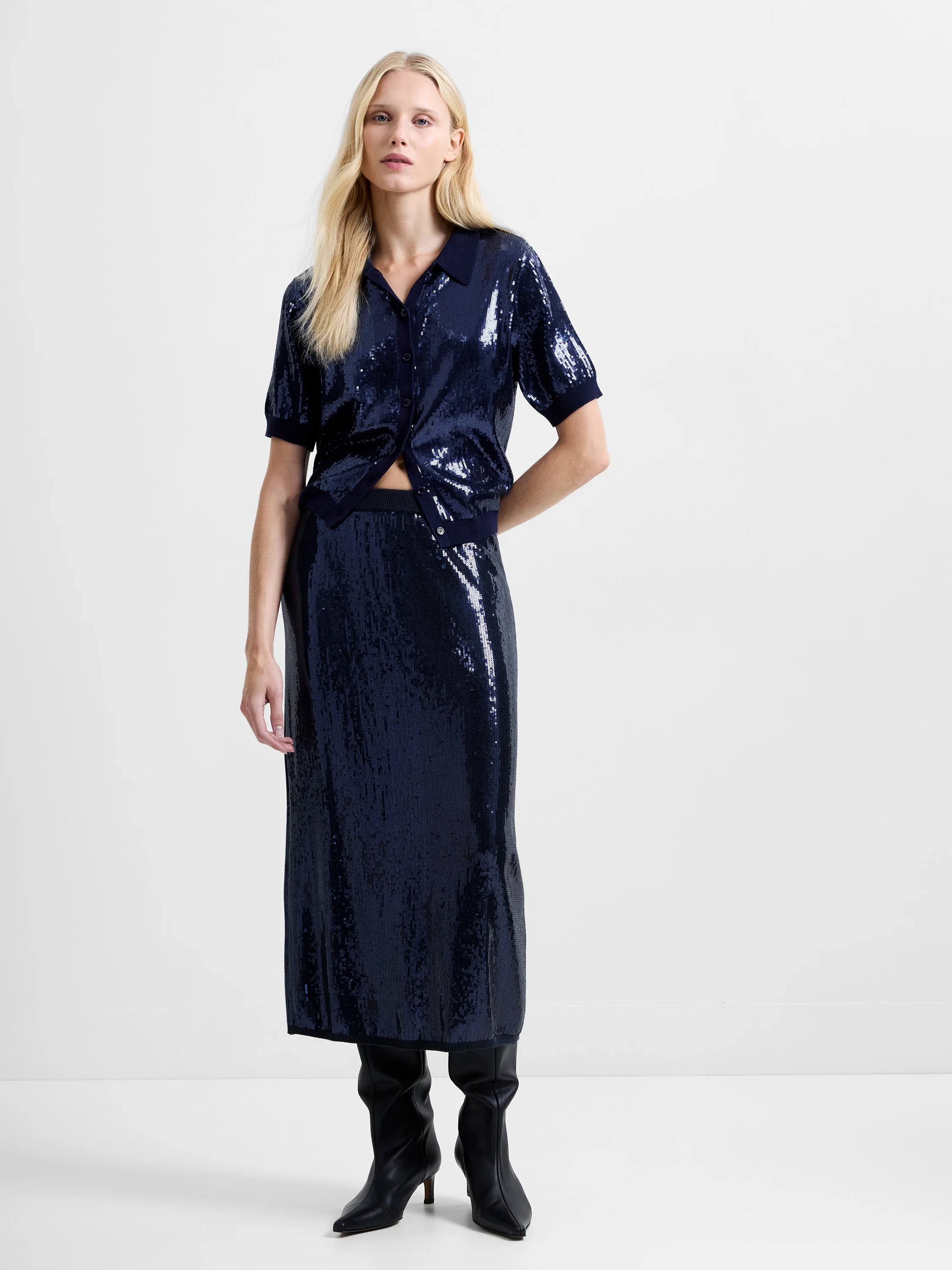 Hannah Knit Sequin Midi Skirt - Image 2