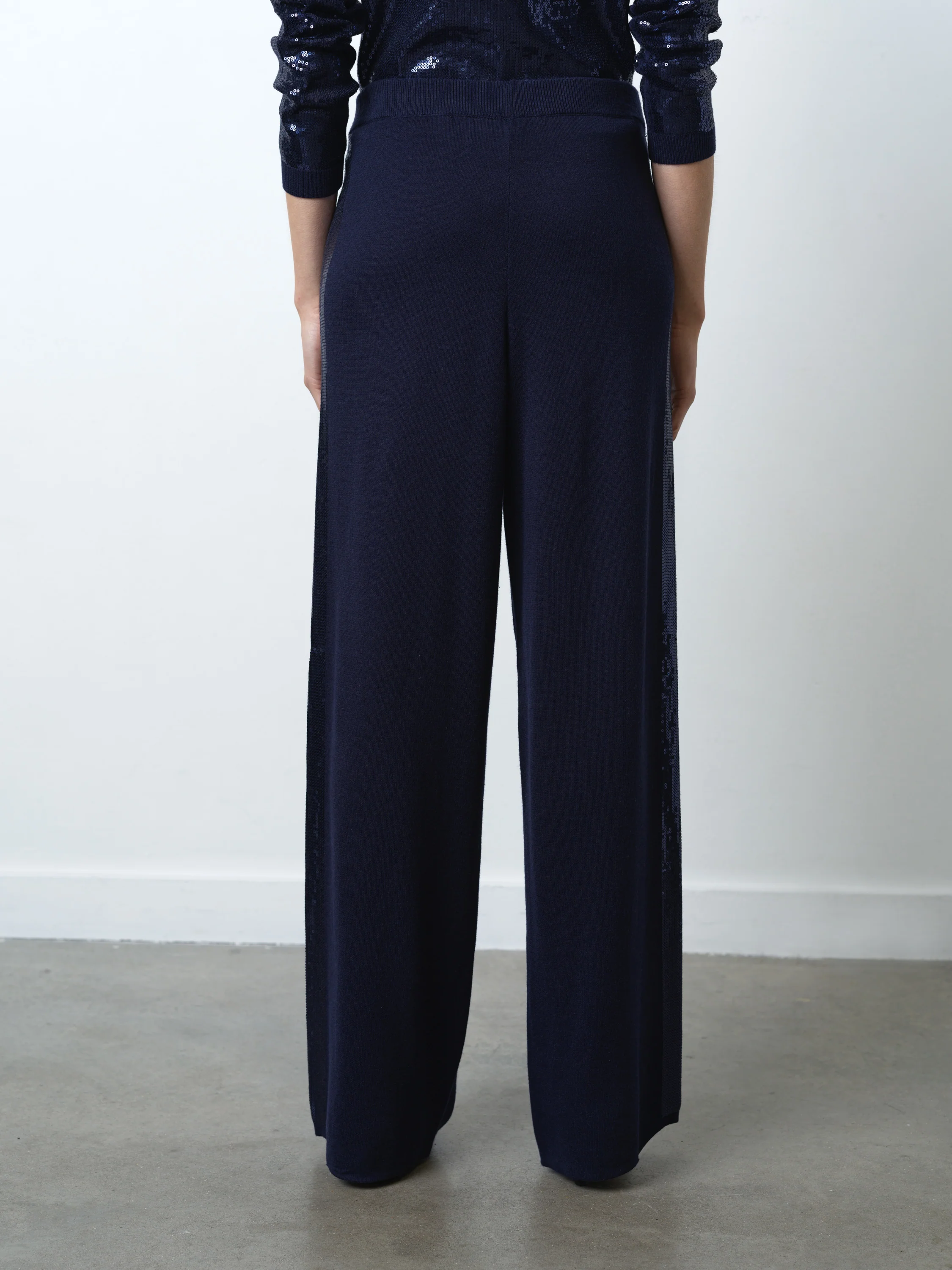 Hannah Knit Sequin Side Panel Wide Leg Trousers - Image 5