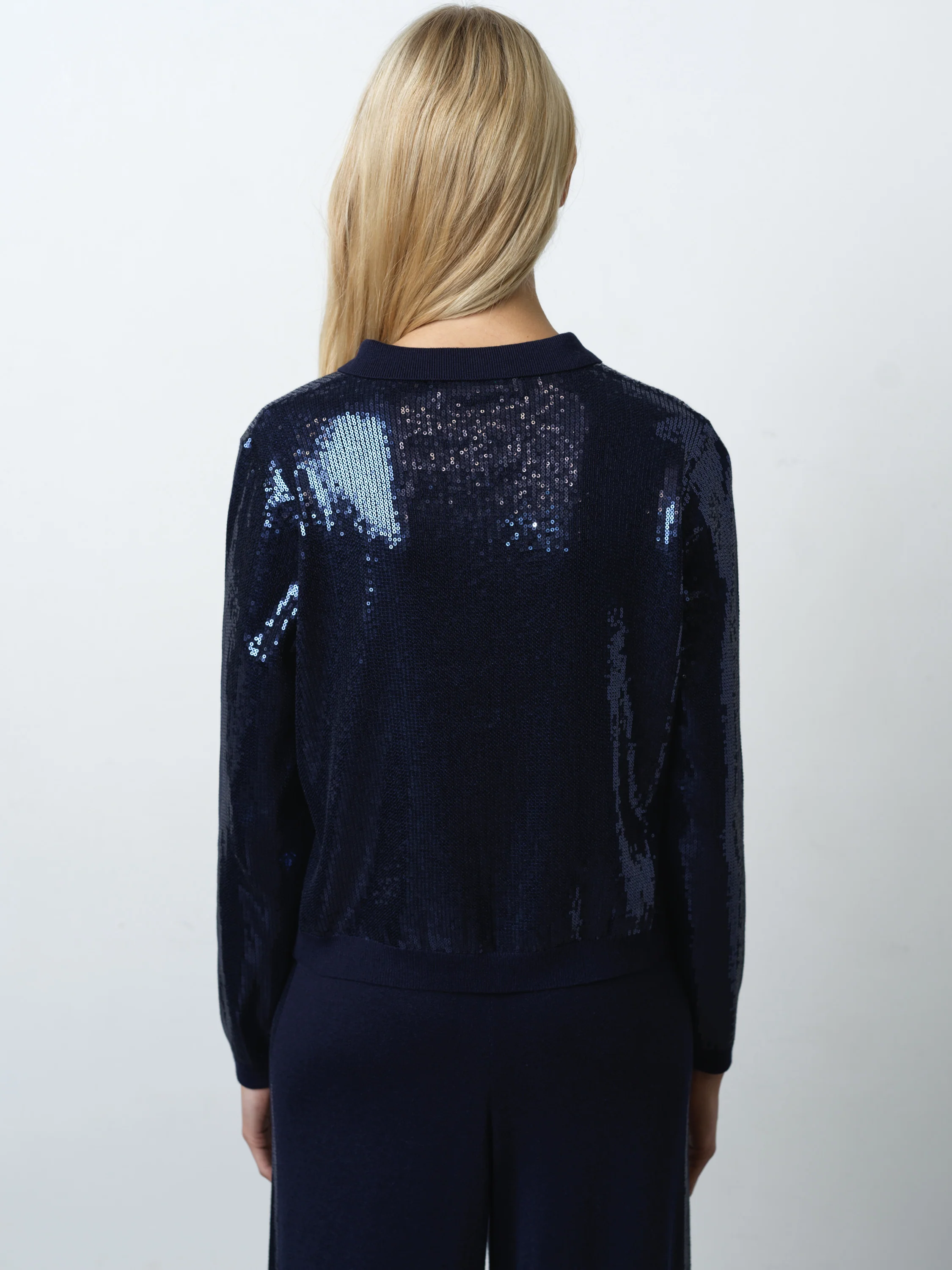 Hannah Knit Sequin Long Sleeve Button Through Top - Image 5
