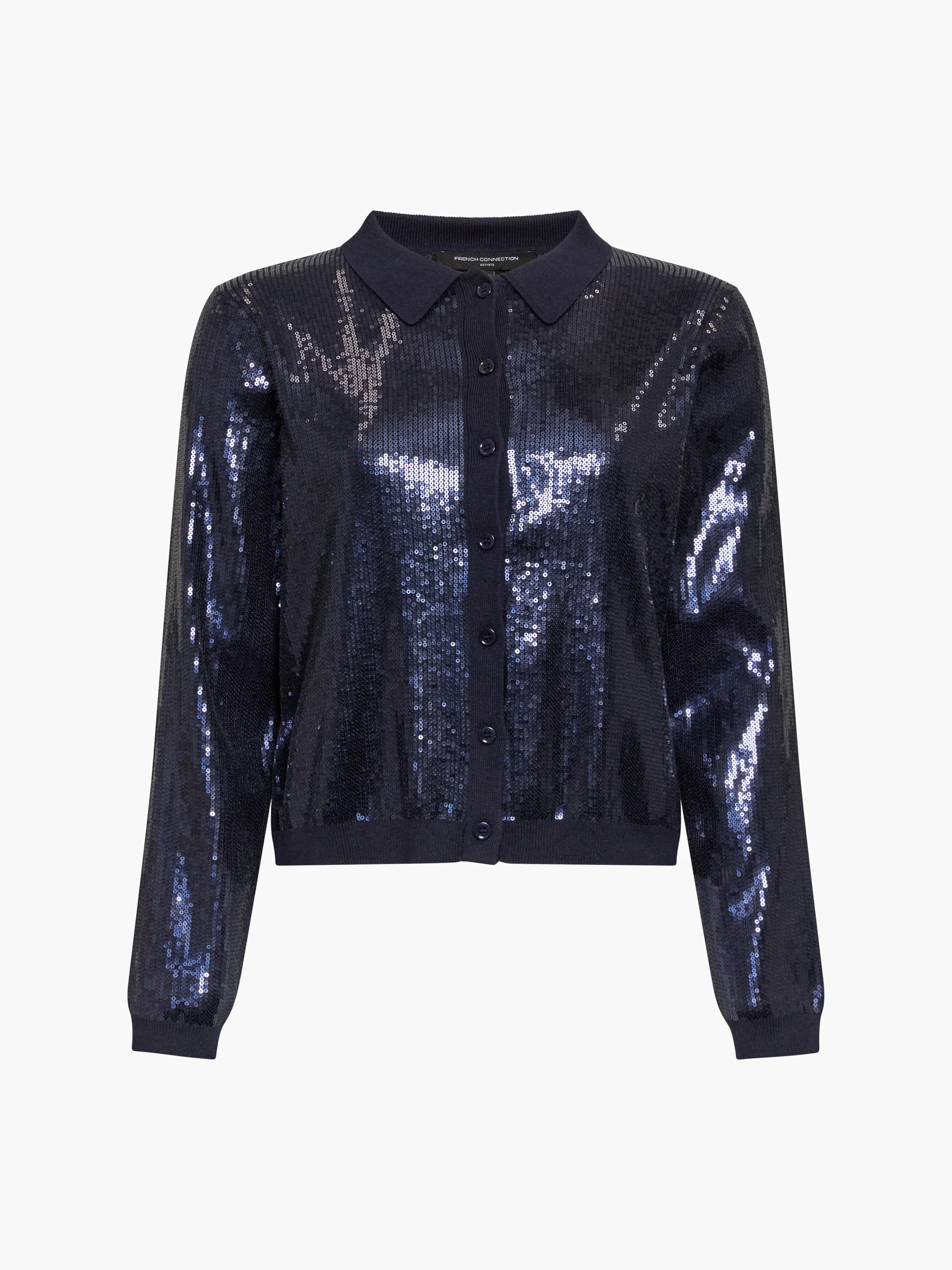 Hannah Knit Sequin Long Sleeve Button Through Top - Image 6