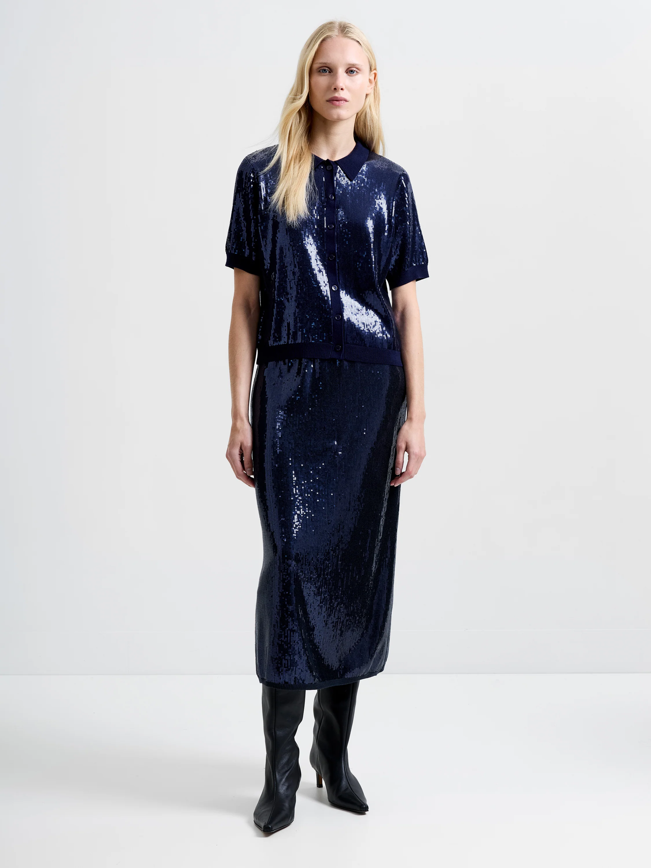 Hannah Knit Sequin Short Sleeve Shirt - Image 4