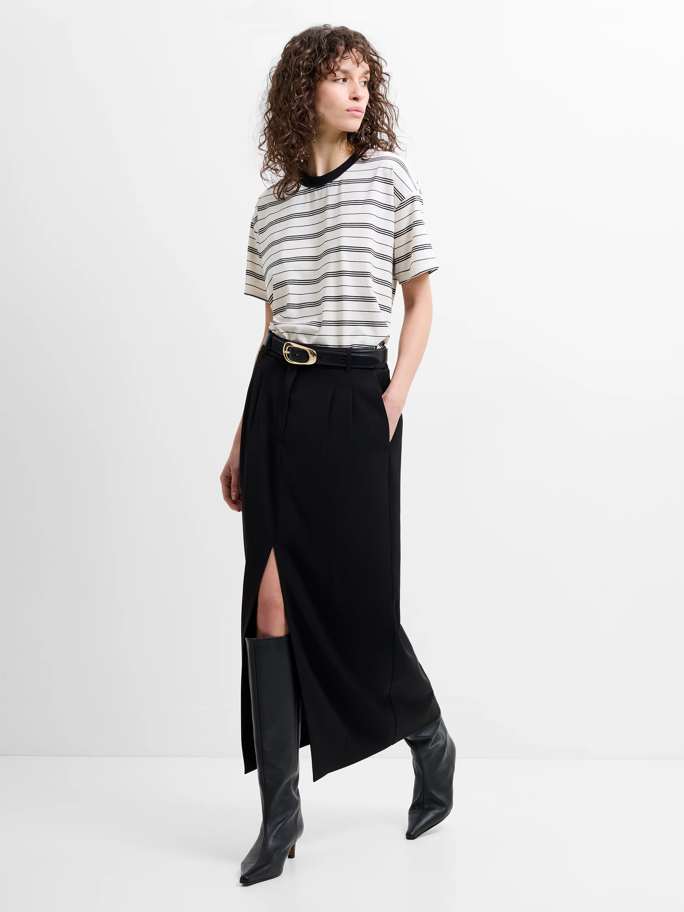 Harry Tailored Front Slit Midi Skirt - Image 3