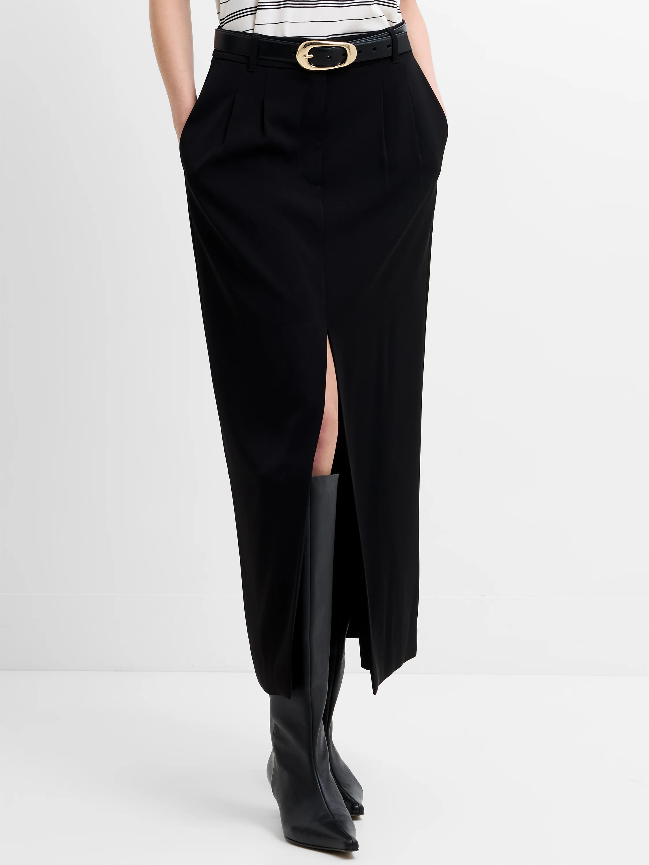 Harry Tailored Front Slit Midi Skirt - Image 4