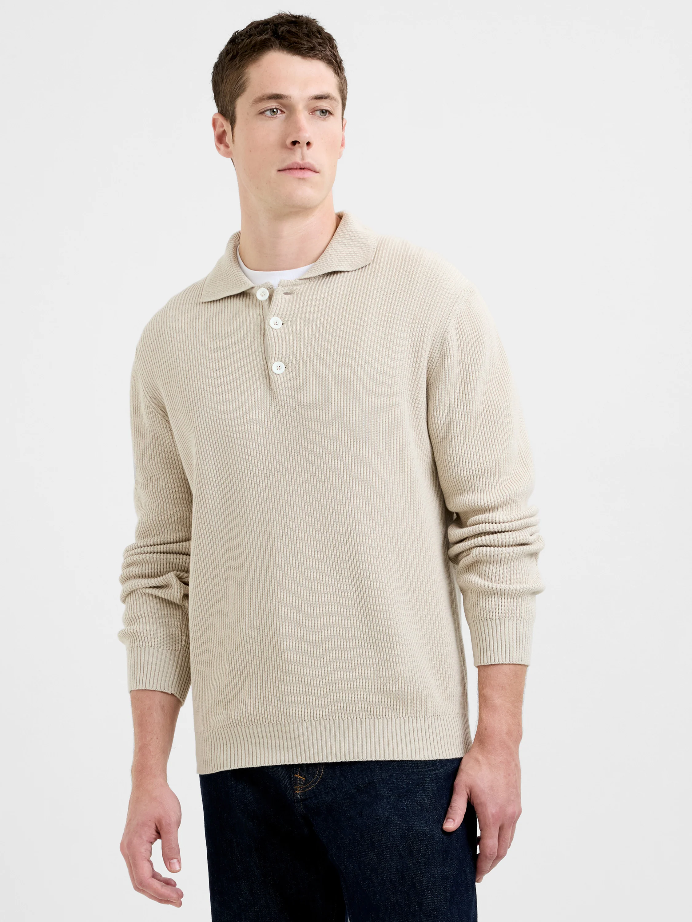 Heavy Knitted Long Sleeve Polo Jumper