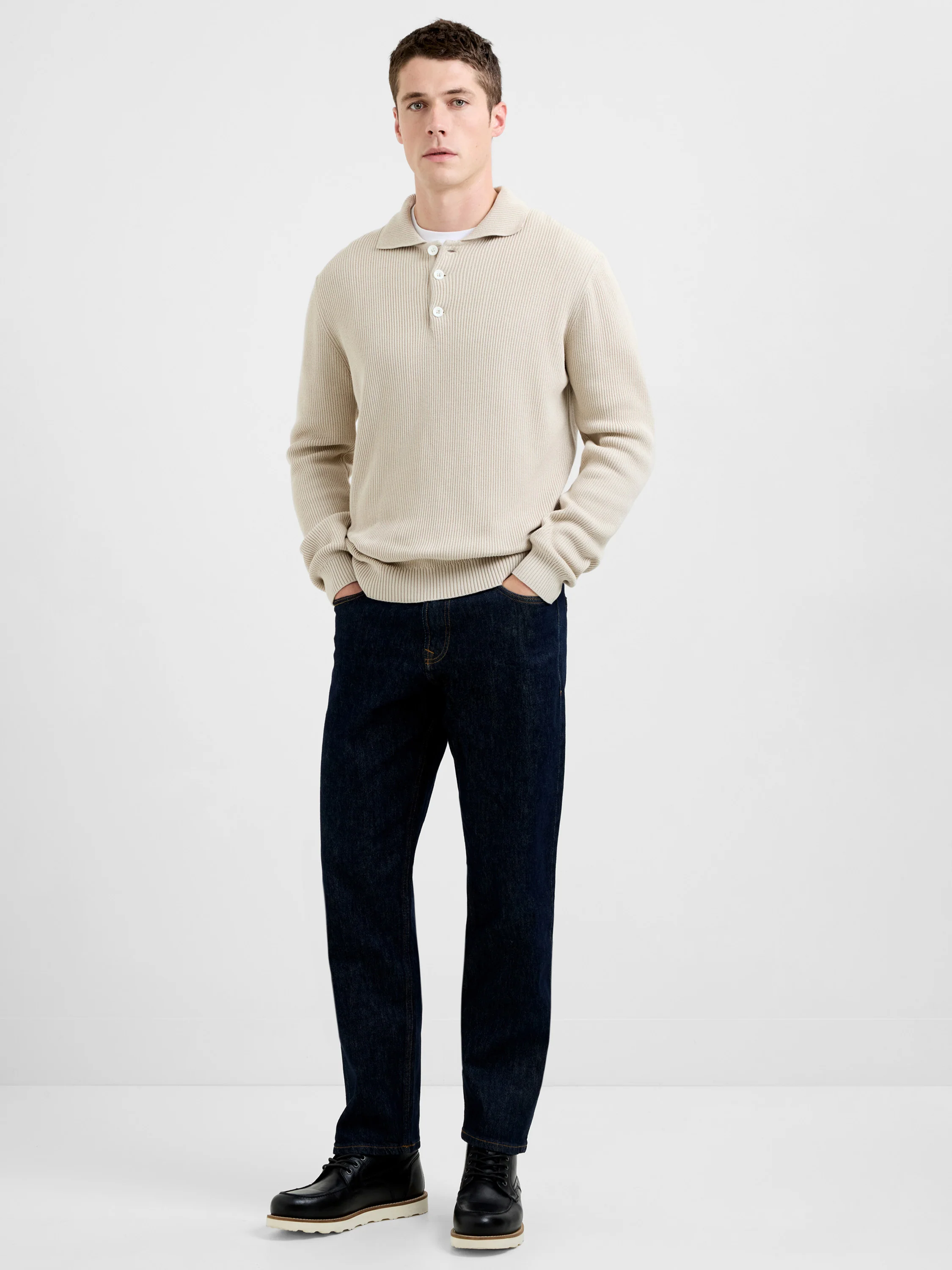 Heavy Knitted Long Sleeve Polo Jumper - Image 2