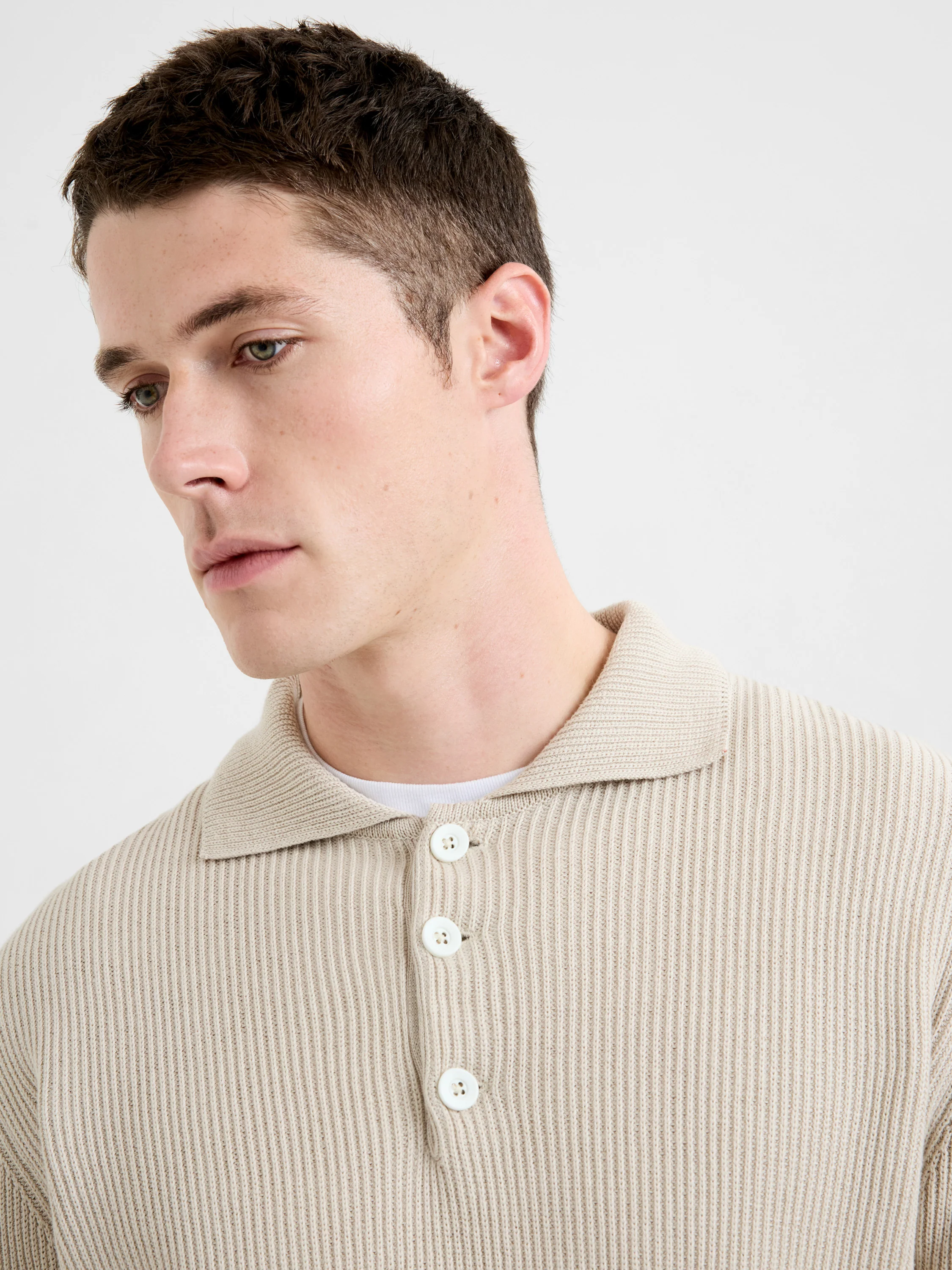 Heavy Knitted Long Sleeve Polo Jumper - Image 3