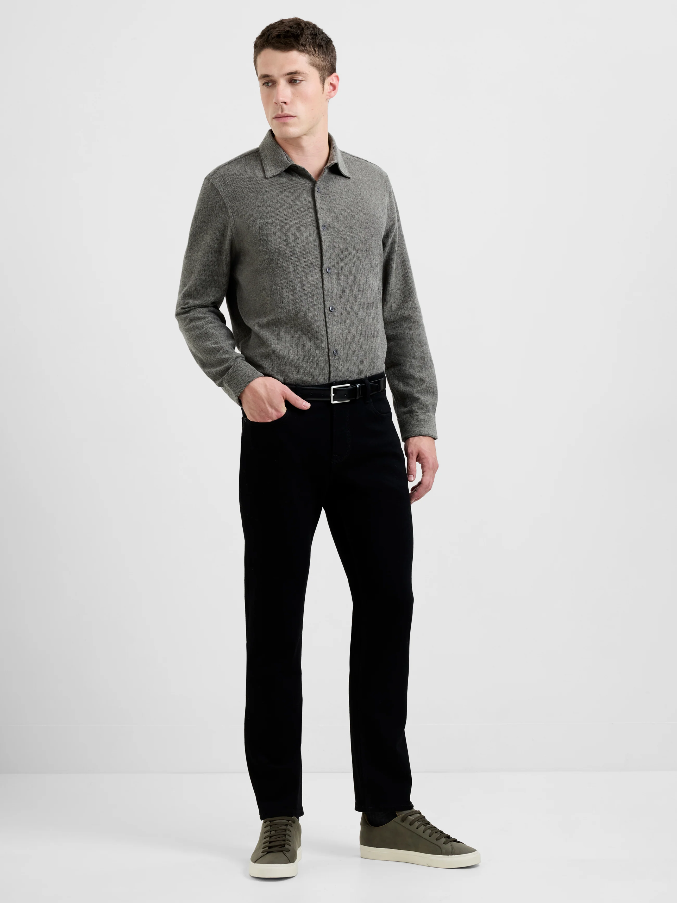 Herringbone Long Sleeve Regular Fit Shirt - Image 2