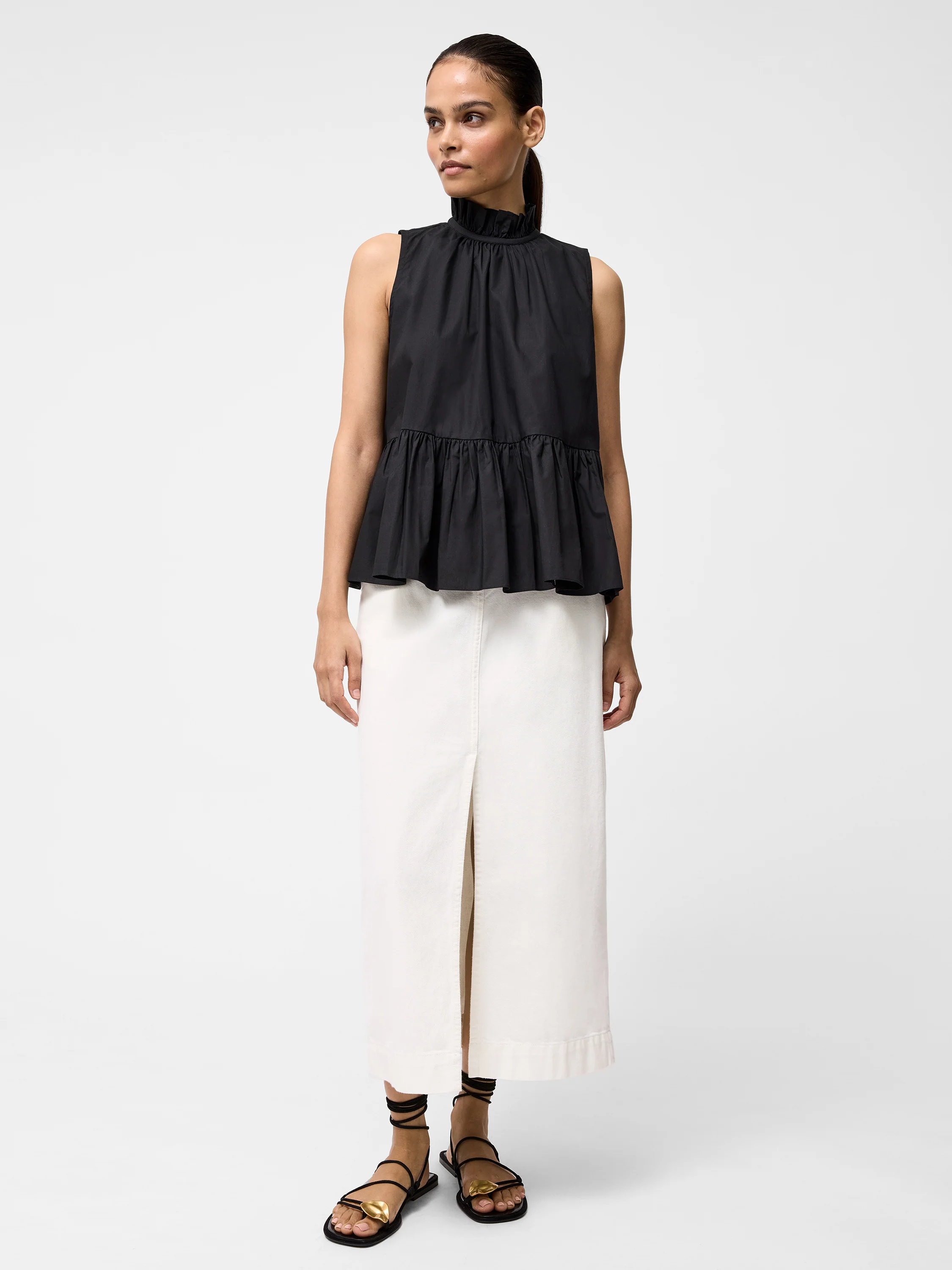 High Neck Sleeveless Poplin Top - Image 2
